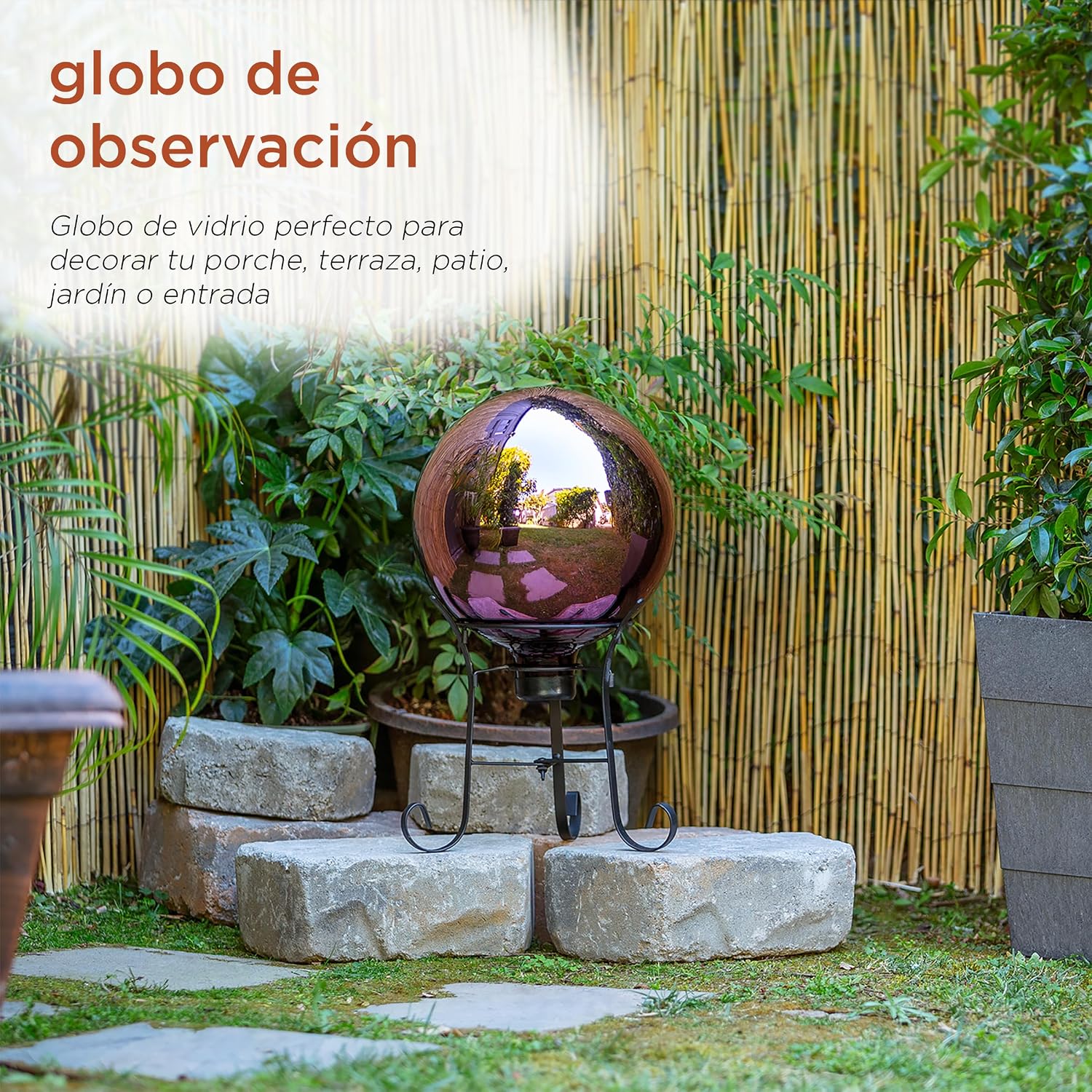 Alpine Corporation | 10" Indoor/Outdoor Glass Gazing Globe — Festive Garden & Yard Décor Accent — Blue