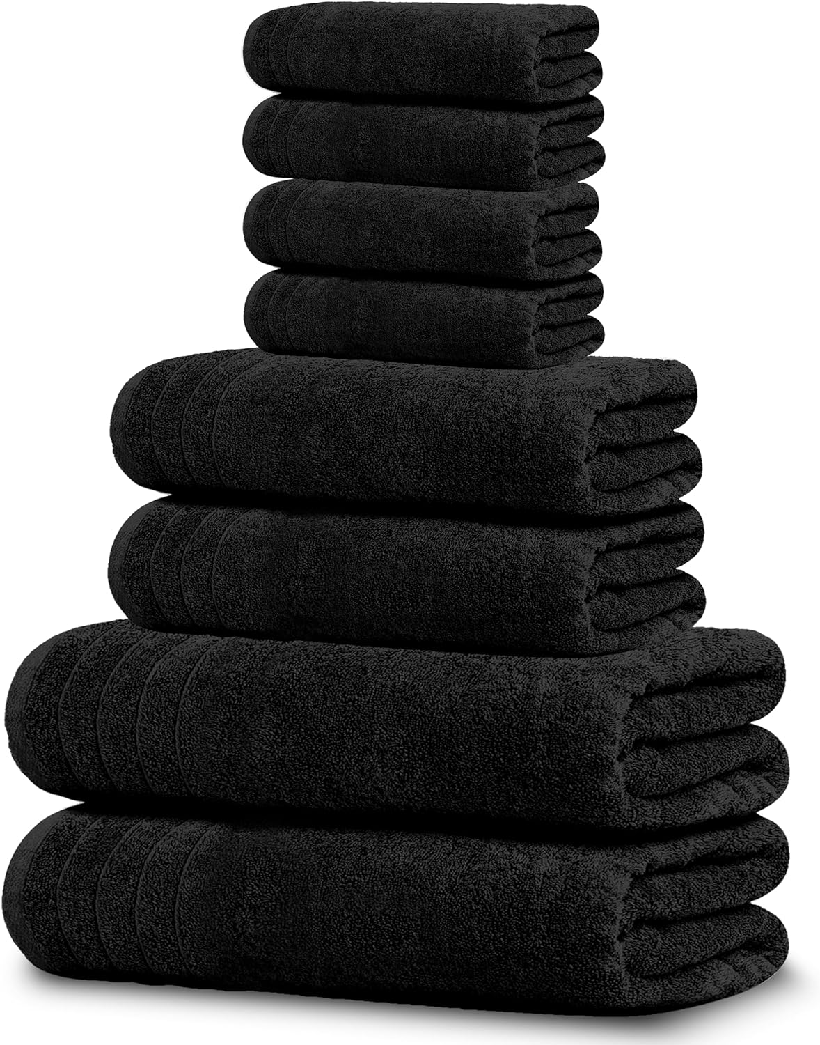 Tens Towels 8 Piece Towel Set, 2 XL Bath, 2 Hand, 4 Washcloth, Dark Grey