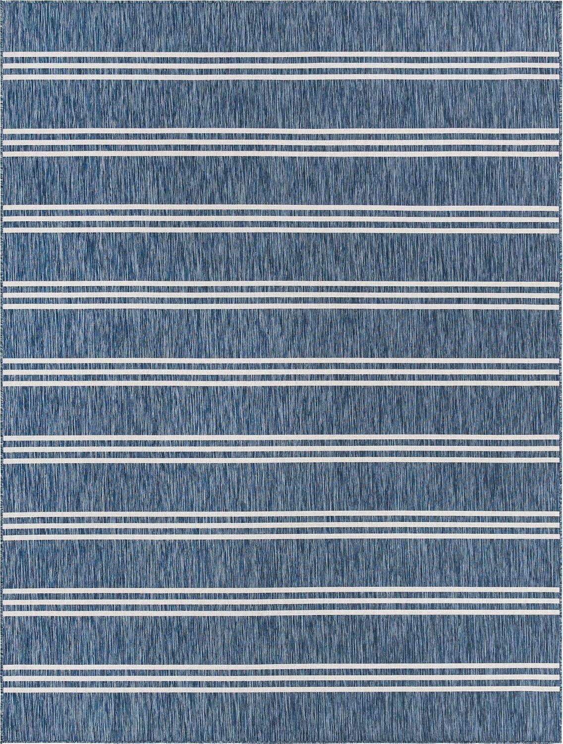 Unique Loom Outdoor Collection Area Rug - Anguilla (9' x 12' Rectangle, Blue/ Ivory)