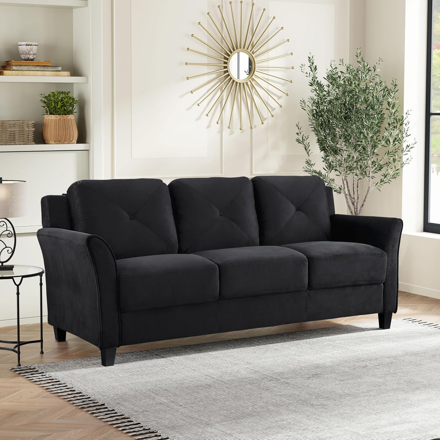 Studio Living Harrington 57.9" Loveseat, Transitional Modern, Pocket Coil Comfort, Easy Assembly, Microfiber Fabric, Dark Grey