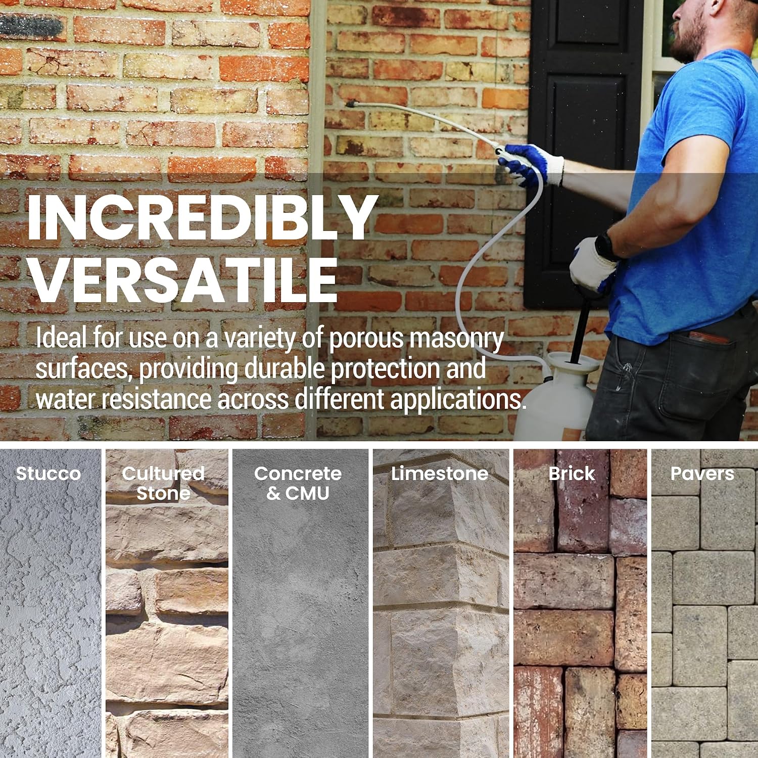 LastiSeal Brick & Concrete Sealer – Deep-Penetrating Sealer that Strengthens Surfaces – Water-Resistant Protection for Brick