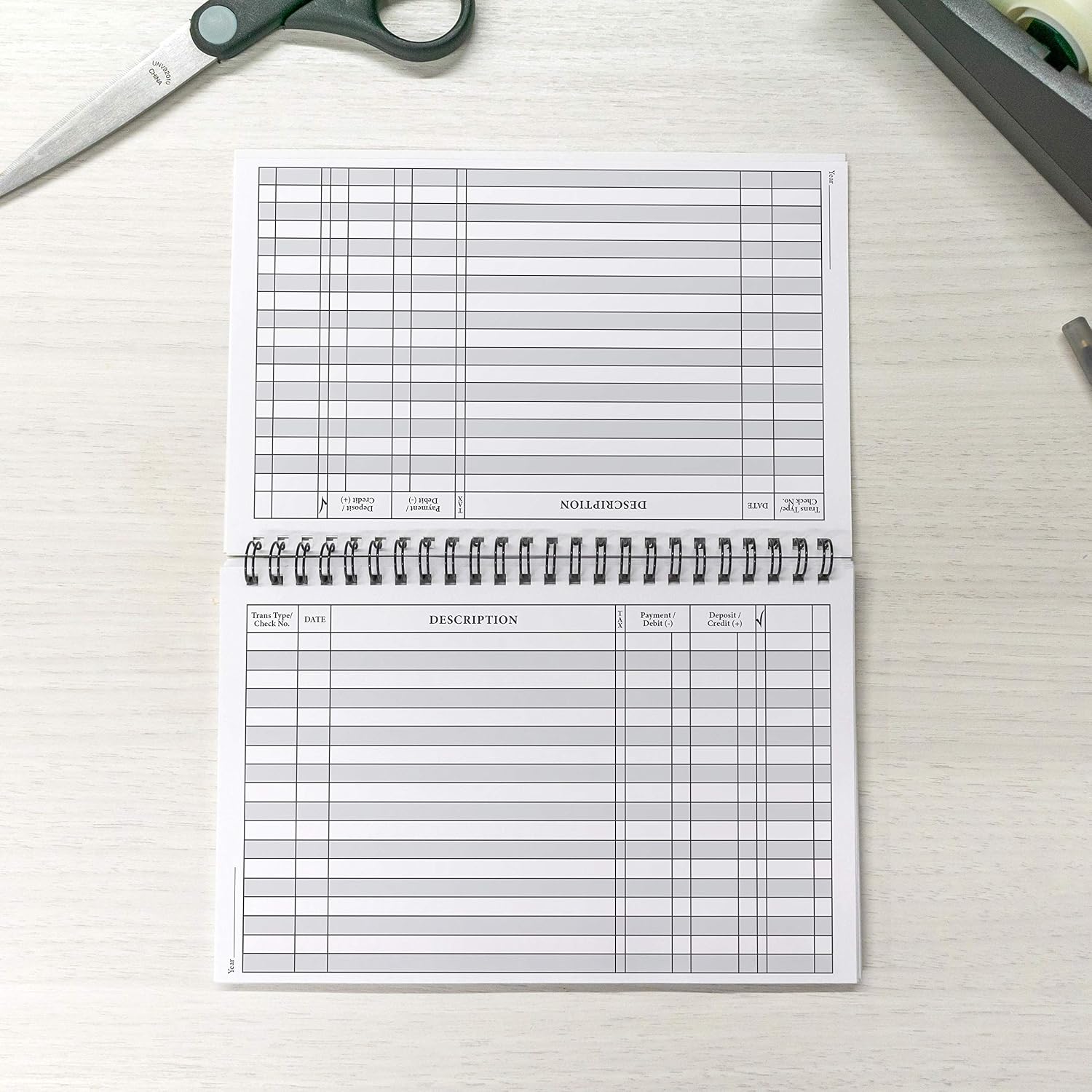 Side Spiral Bound Slate Gray Checkbook/Transaction Register