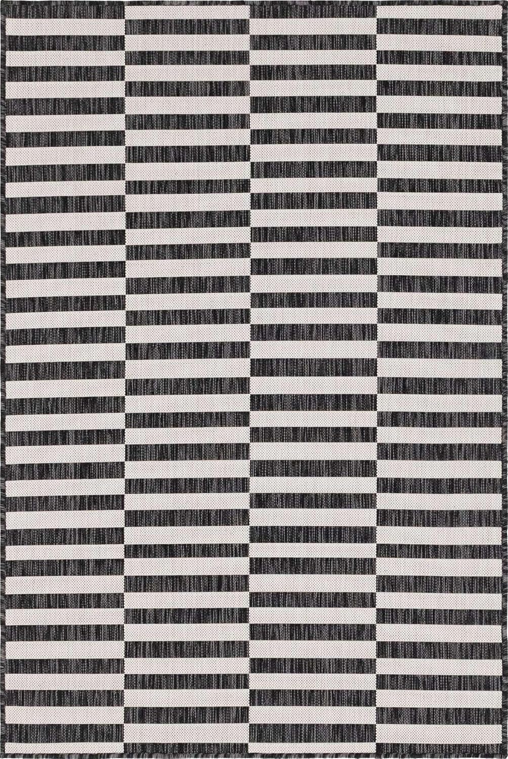 Unique Loom Outdoor Striped Collection Area Rug - Striped (7' 1" x 10' Rectangle, Taupe/Ivory)
