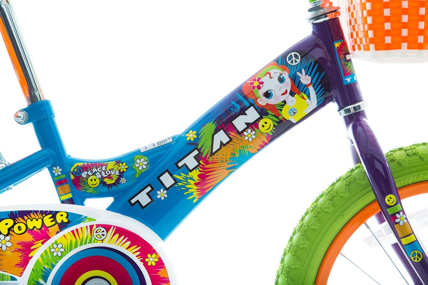 Titan Girls BMX Bike for Kids Ages 4-7, 16-Inch Wheels, 9-Inch Frame, Training Wheels, Toy Seat, Doll Basket, Streamers, First Bike, Princess Bicycle, Gift for Girls
