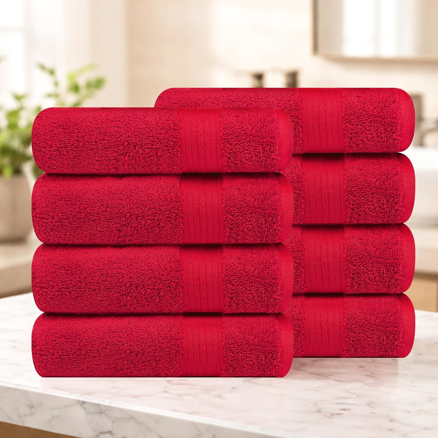 Ample Decor 100% Cotton Hand Towels 18x28 Inches, 600 GSM, Soft & Absorbent, Set of 12, Purple
