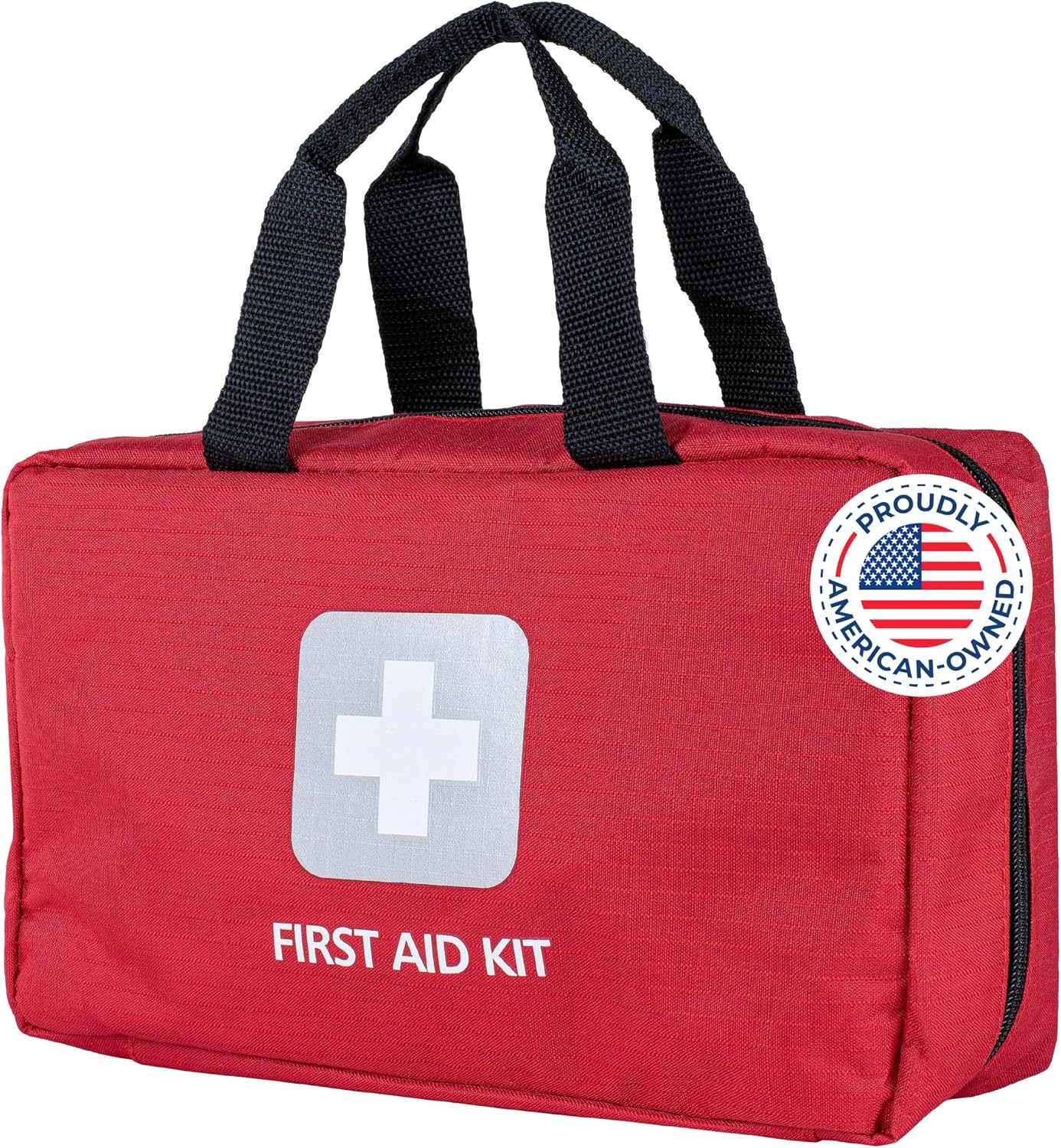 Thrive Mini First Aid Kit - Compact Travel Essentials Pack - Waterproof Camping Essentials Set - Portable Car First Aid Kit & Hiking Supplies Pouch - 66-Piece Set, Red Shell Case