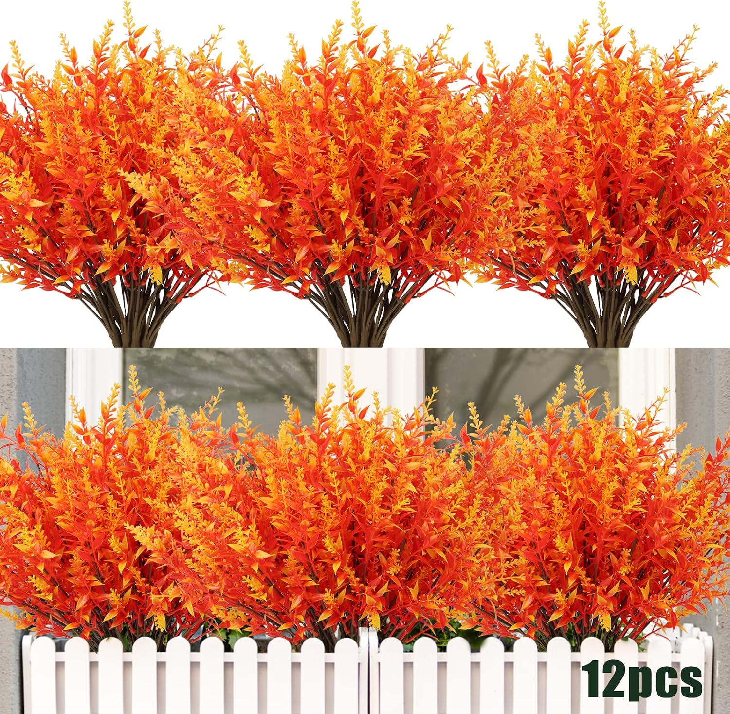 RECUTMS Artificial Greenery Lavender Fake Shrubs Flowers 8 Pcs UV Resistant