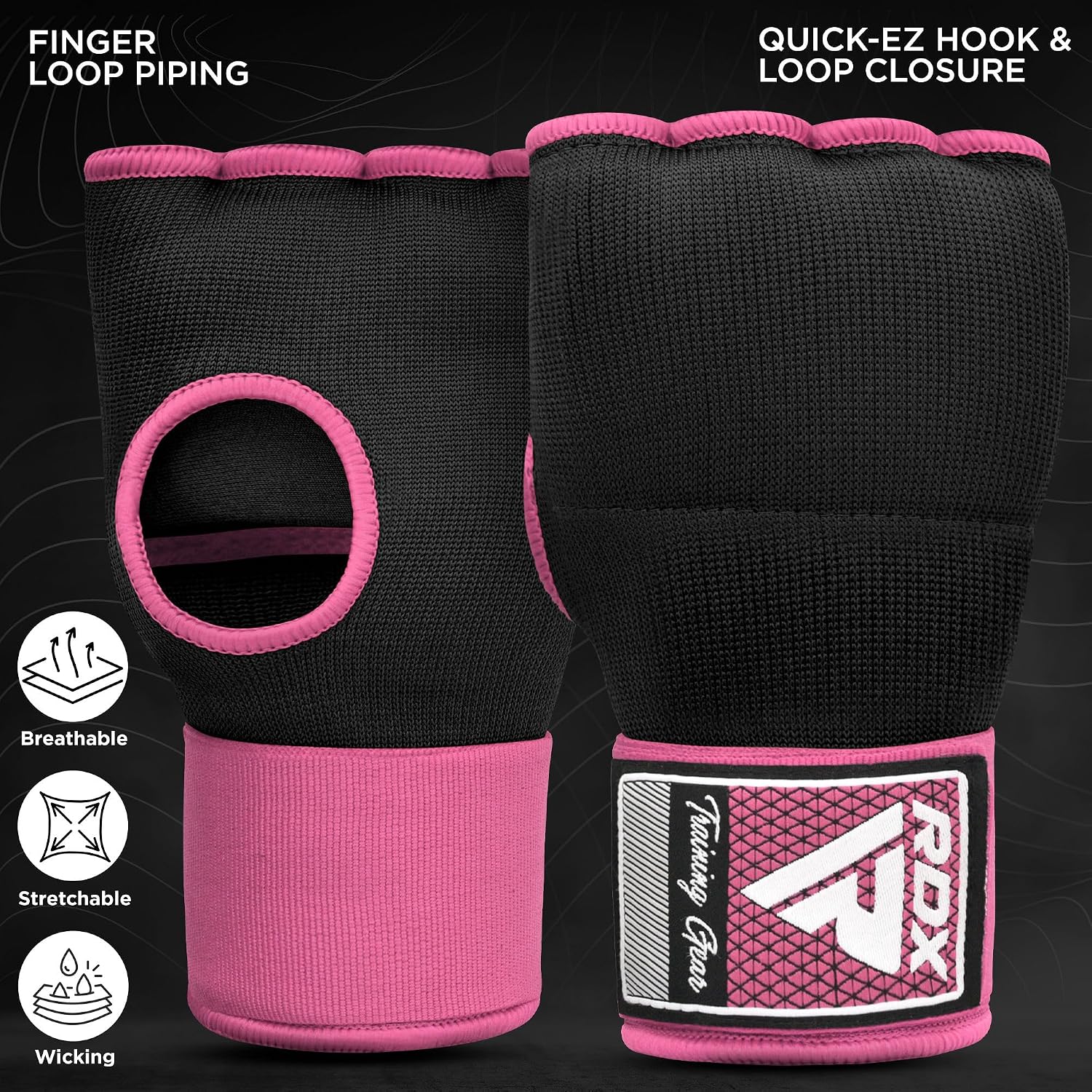 RDX Gel Boxing Hand Wraps Inner Gloves Men Women, Quick 100cm Long Wrist Straps, Elasticated Padded Fist Under Mitts Protection, Muay Thai MMA Kickboxing Martial Arts