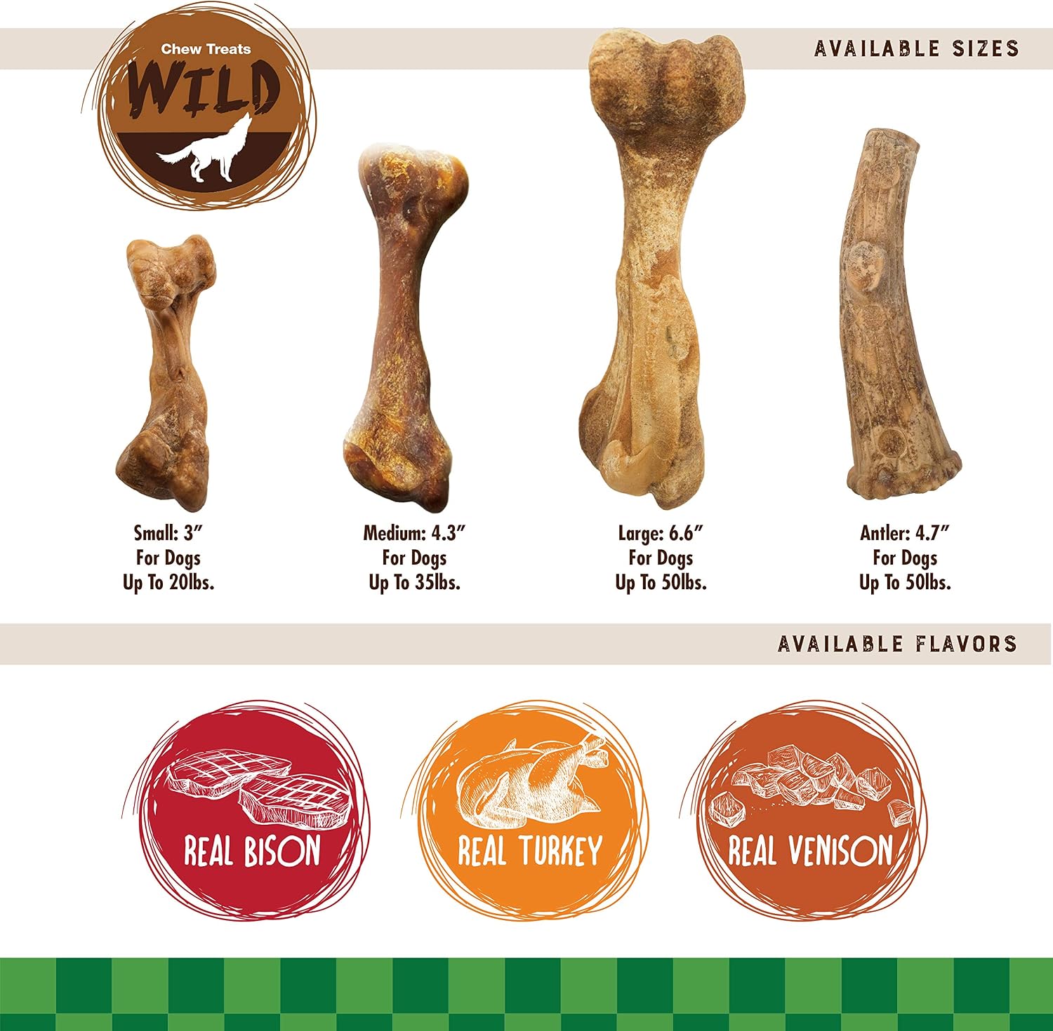 Nylabone Healthy Edibles Wild Dog Treats, Venison Flavor, Large | Natural dog chew bones, made in USA, highly digestible dog chews, long lasting chews for large dogs up to 50 lbs