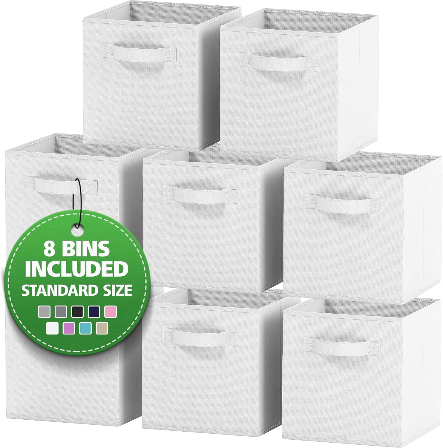 Storage Cubes Pack Of 8 - Standard Size Cube Storage Bin 10.5x10.5x11 With Dual Handles For Easy Carrying- Fabric Storage Bins Collapsible (Black)