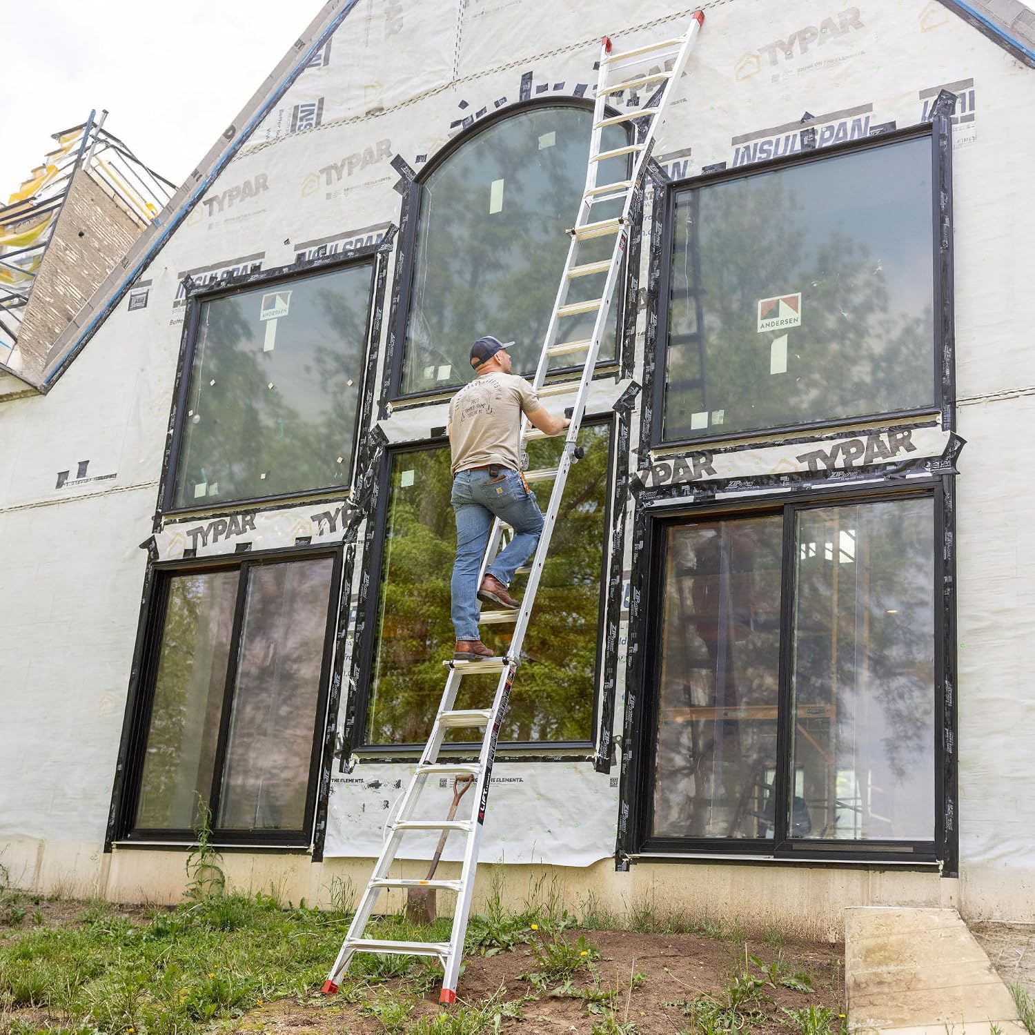 Lift Ladders 18-Ft Multi-Position Aluminum Ladder, 5-in-1, 300 lb. Capacity