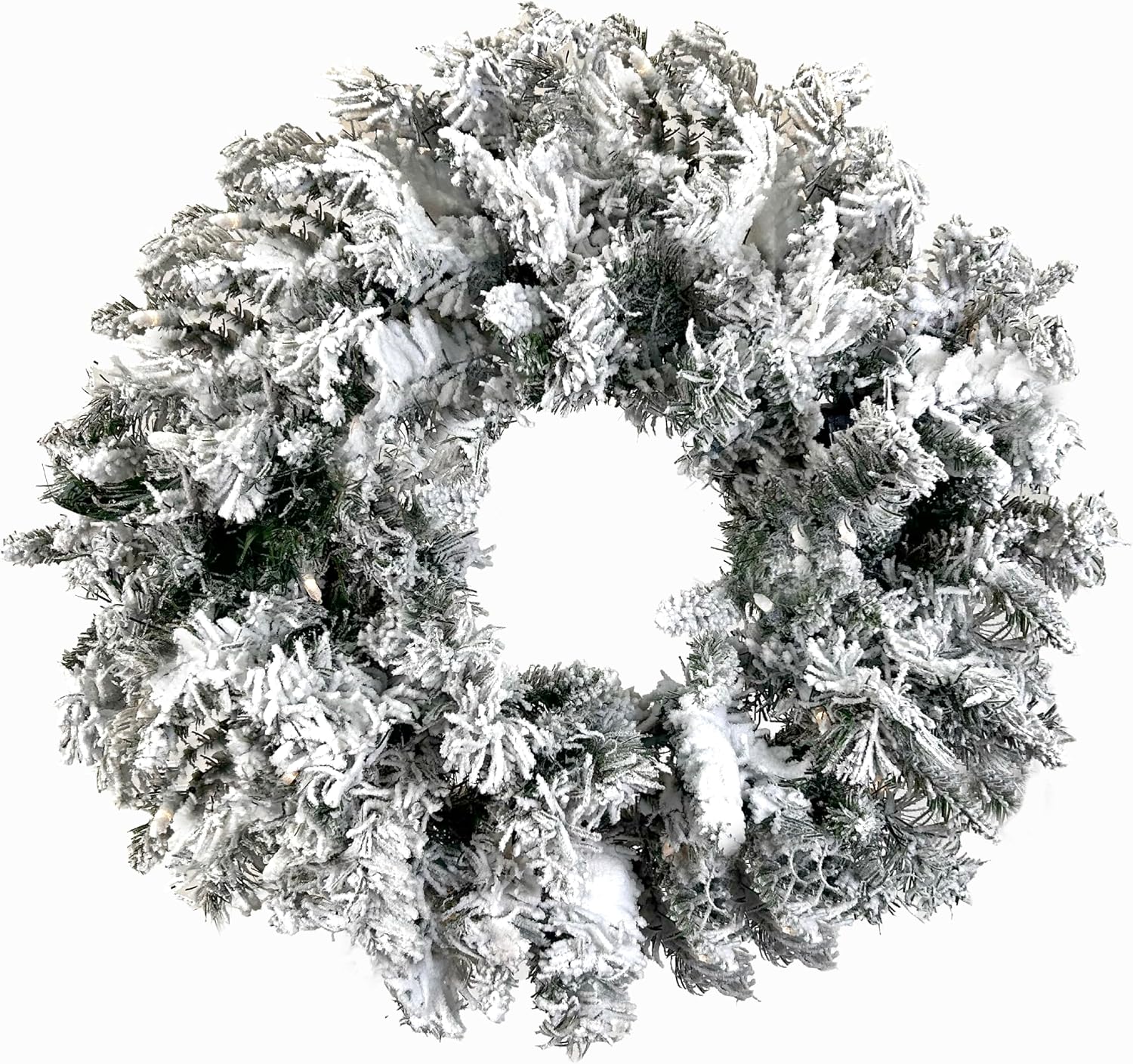 Fraser Hill Farm 7.5-Ft. Mountain Pine Flocked Artificial Christmas Tree with Stand, Unlit Foldable Fake Tree with Realistic Snowy Foliage for Home Decoration