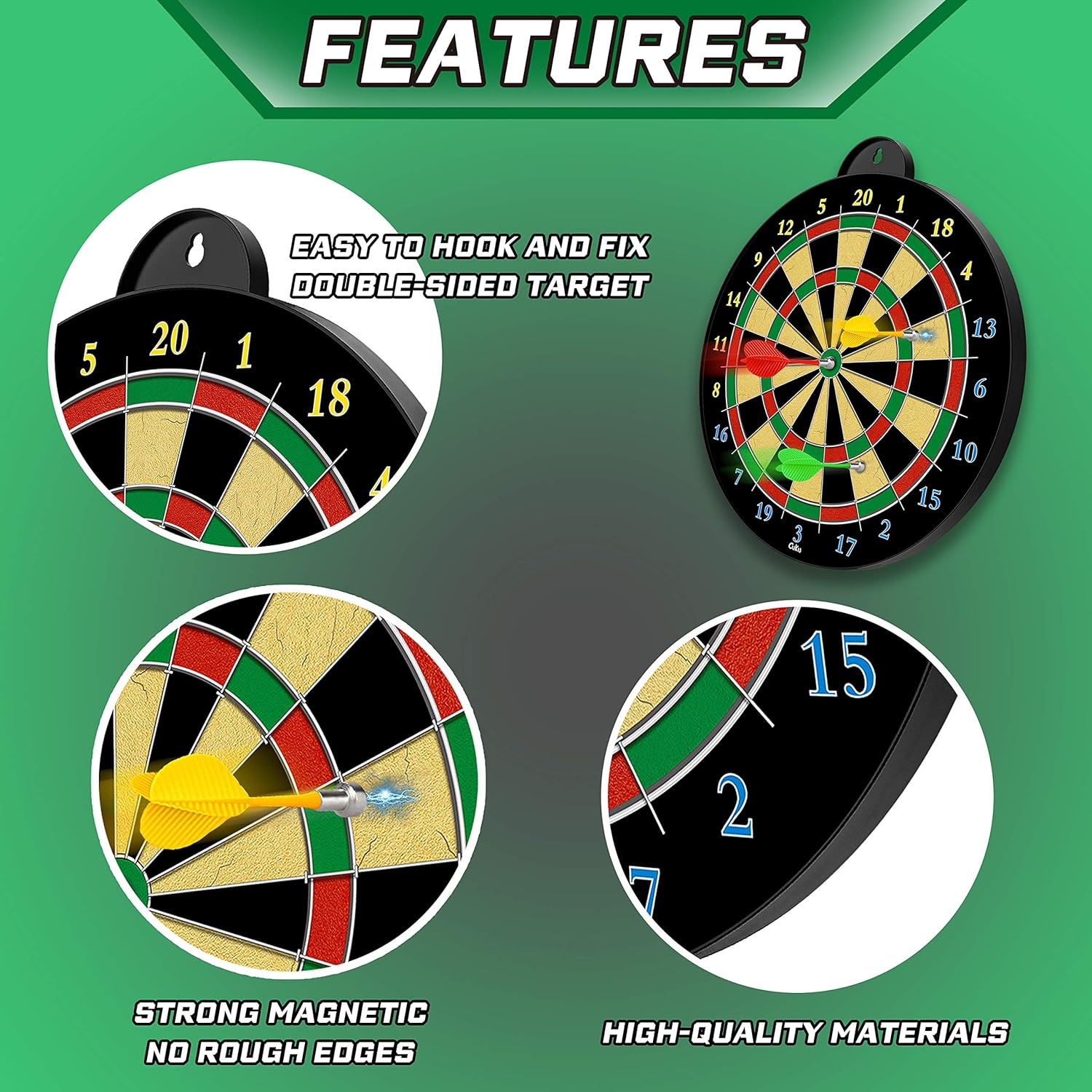 Dart Board - 12pcs Magnetic Darts - Excellent Indoor Game and Party Games