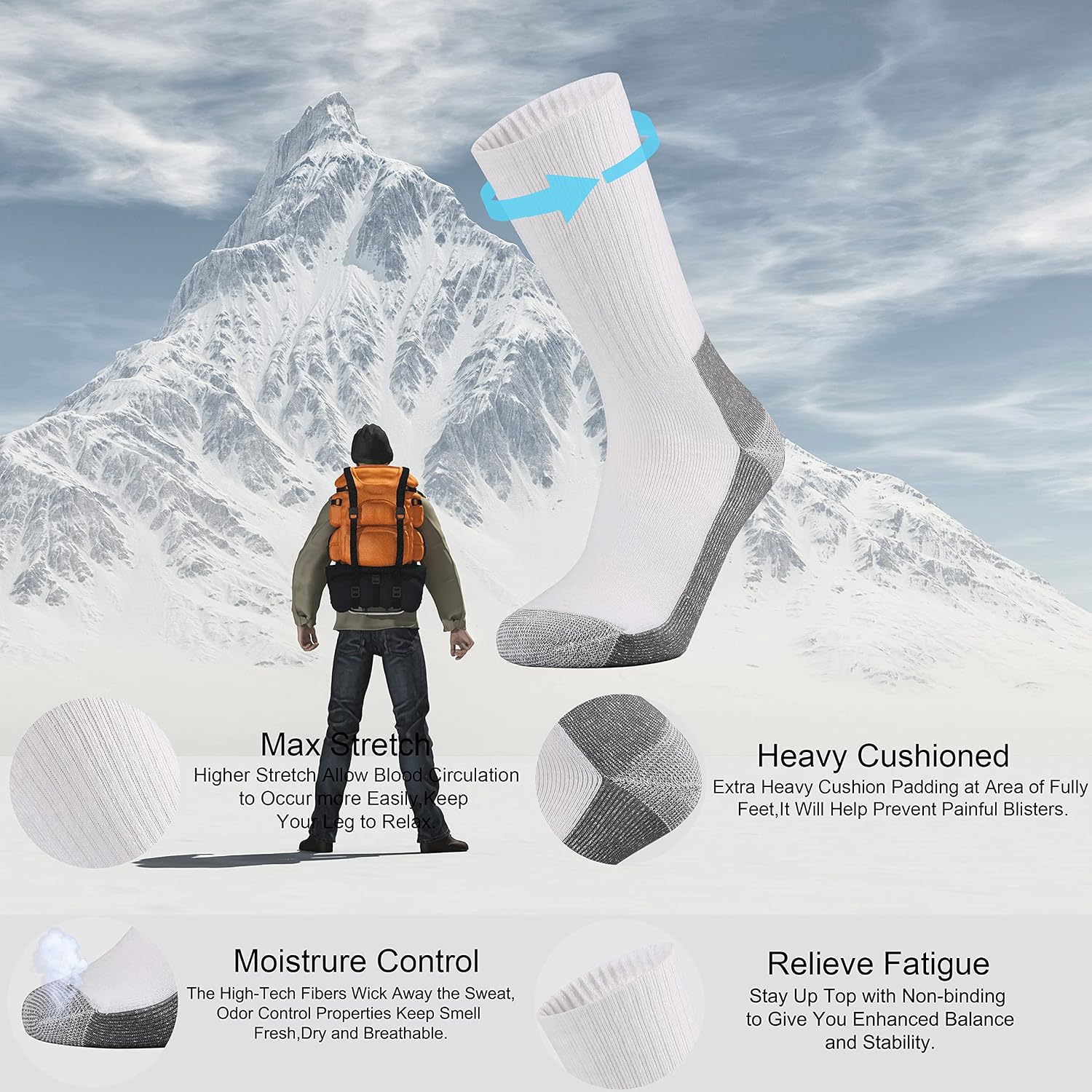 Ortis Cotton Cushion Crew Athletic Socks for Men Work Boot Sports Exercise
