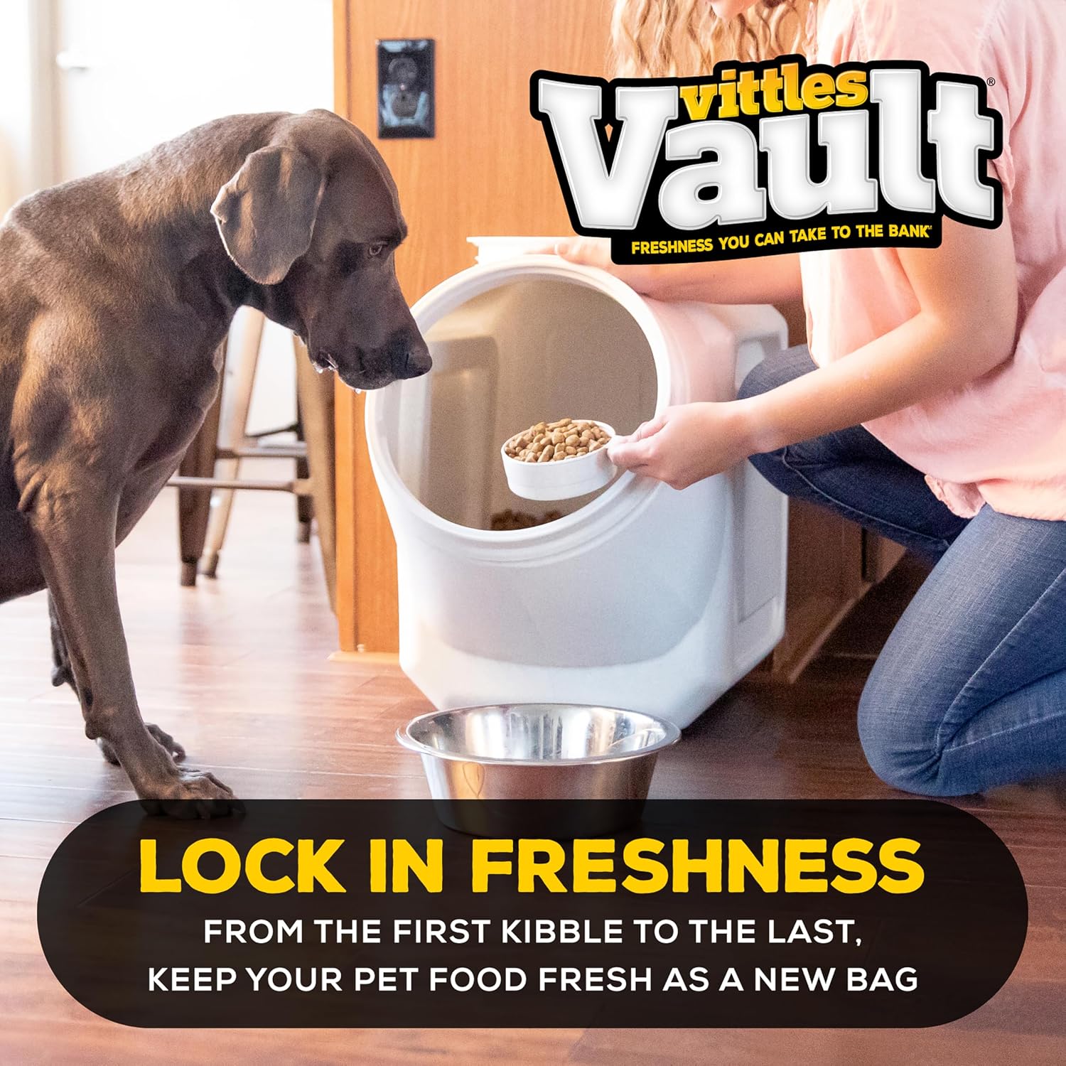 Gamma2 Vittles Vault Pet Food Storage Containers - Sealed Dog and Cat Food Storage Container, Fits up to 25lbs, Made in the USA - [12"L x 13.75"H] | Made in USA, 12 inch long by 13.75 inch tall, airtight lid keeps kibble fresh and pests out, a durable pa…