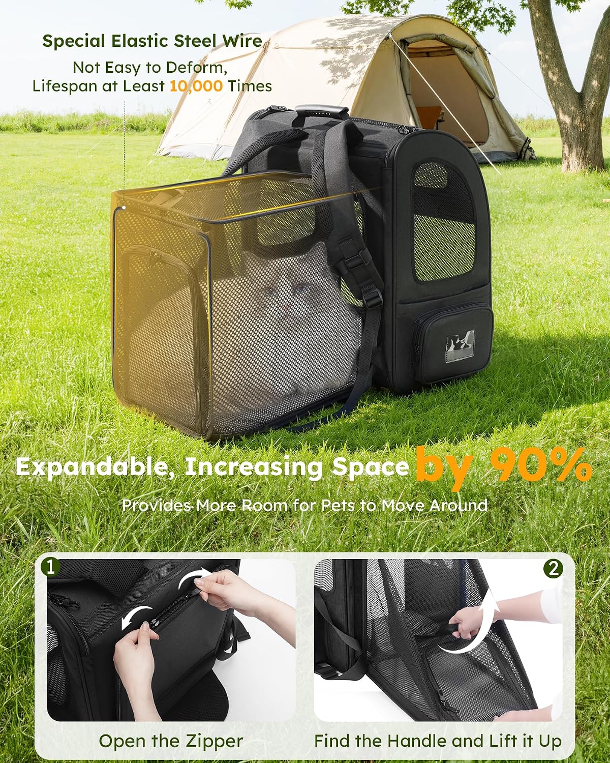 pecute Cat Backpack Expandable, Cat Carrier Backpack with Breathable Window