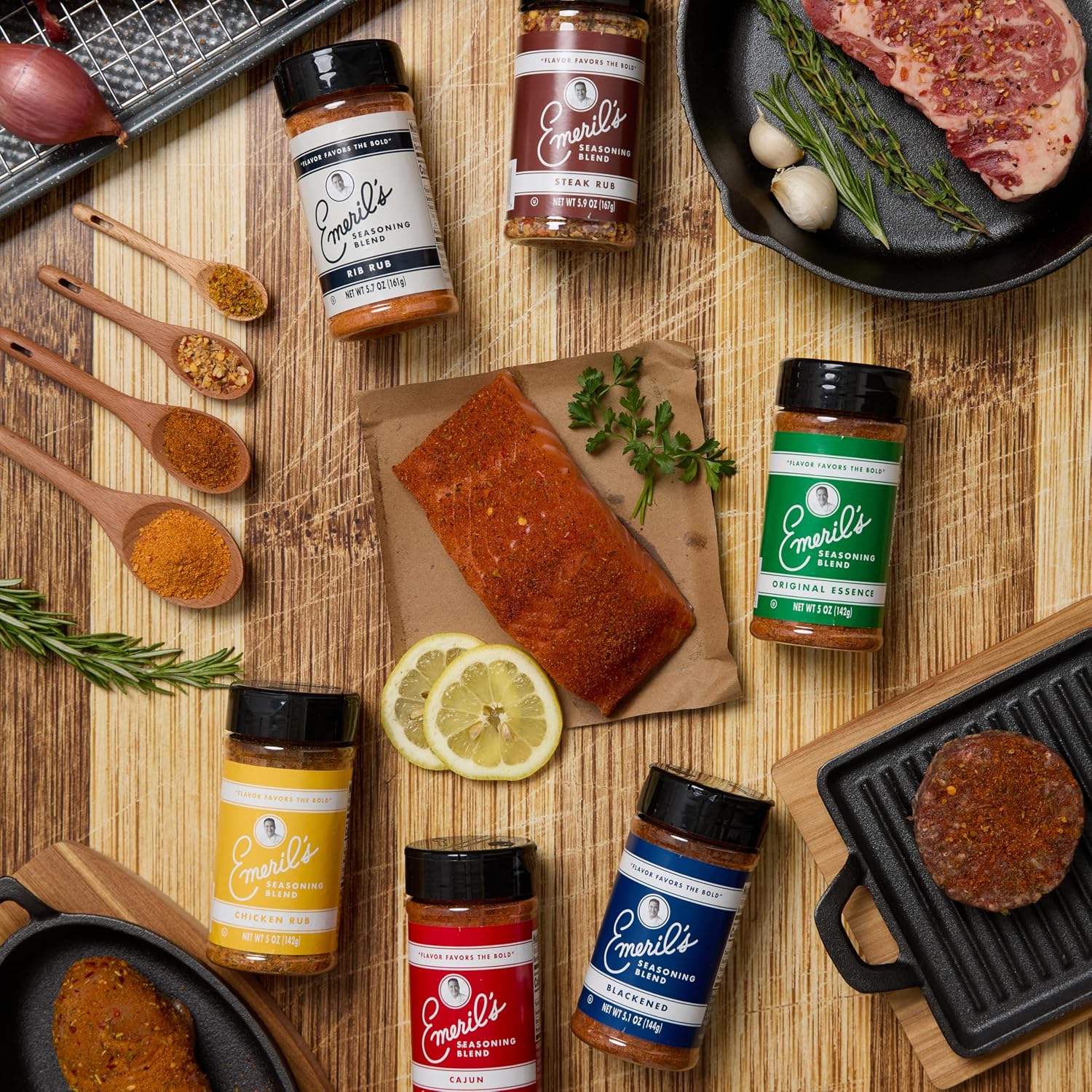 Emeril Lagasse 5 Oz, 3-Pack and 6-Pack Seasoning Blend: Original Essence, Cajun, Blackened, Chicken Rub, Steak Rub and Rib Rub Best Seasonings and Spices for Cooking (3PK - Chicken/Steak/Rib Rub)