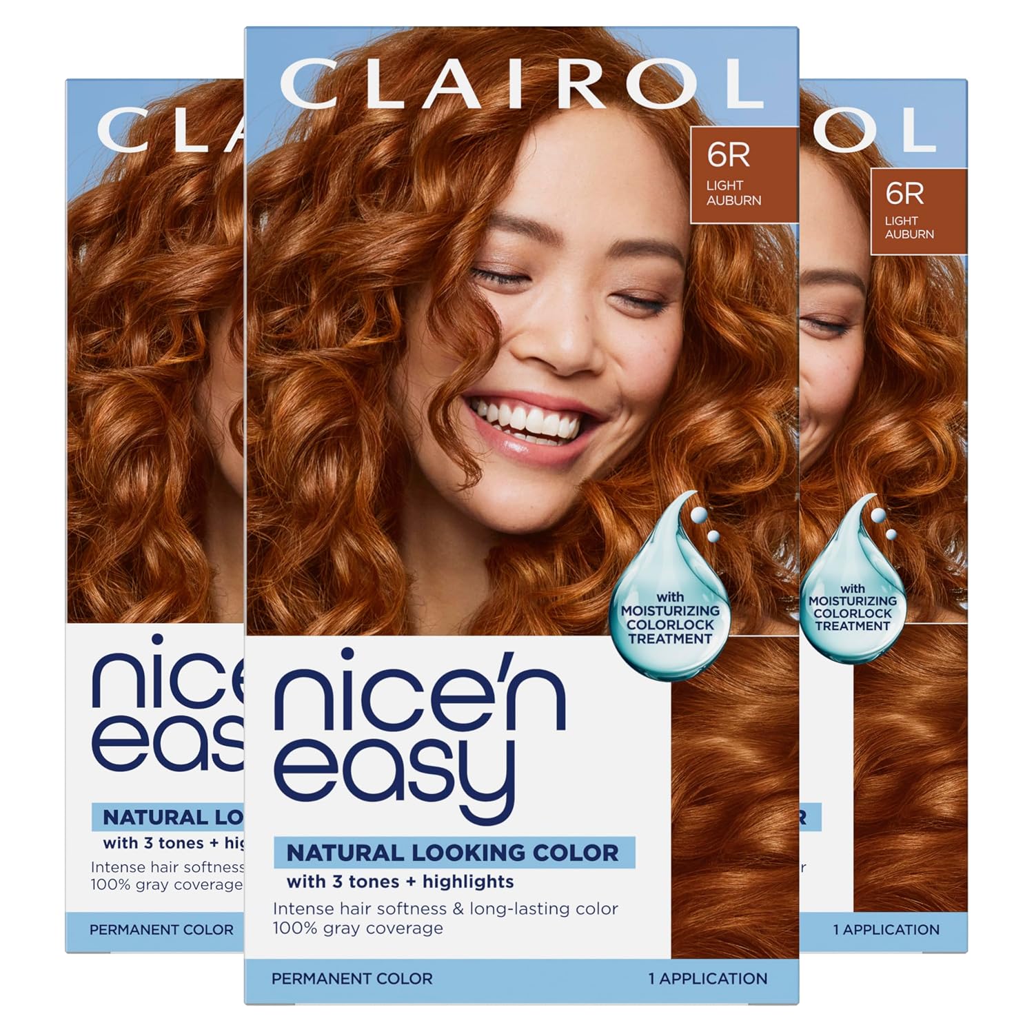 Clairol Nice'n Easy Permanent Hair Dye, 6A Light Ash Brown | Pack of 3