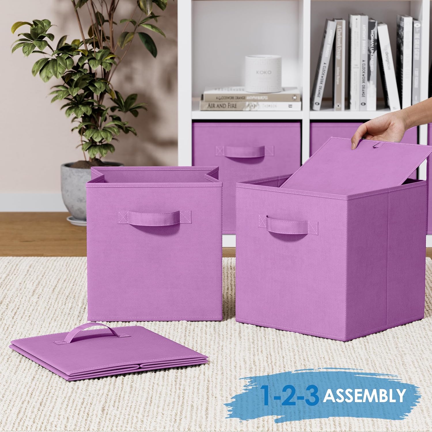 Storage Cubes Pack Of 8 - Standard Size Cube Storage Bin 10.5x10.5x11 With Dual Handles For Easy Carrying- Fabric Storage Bins Collapsible (Black)