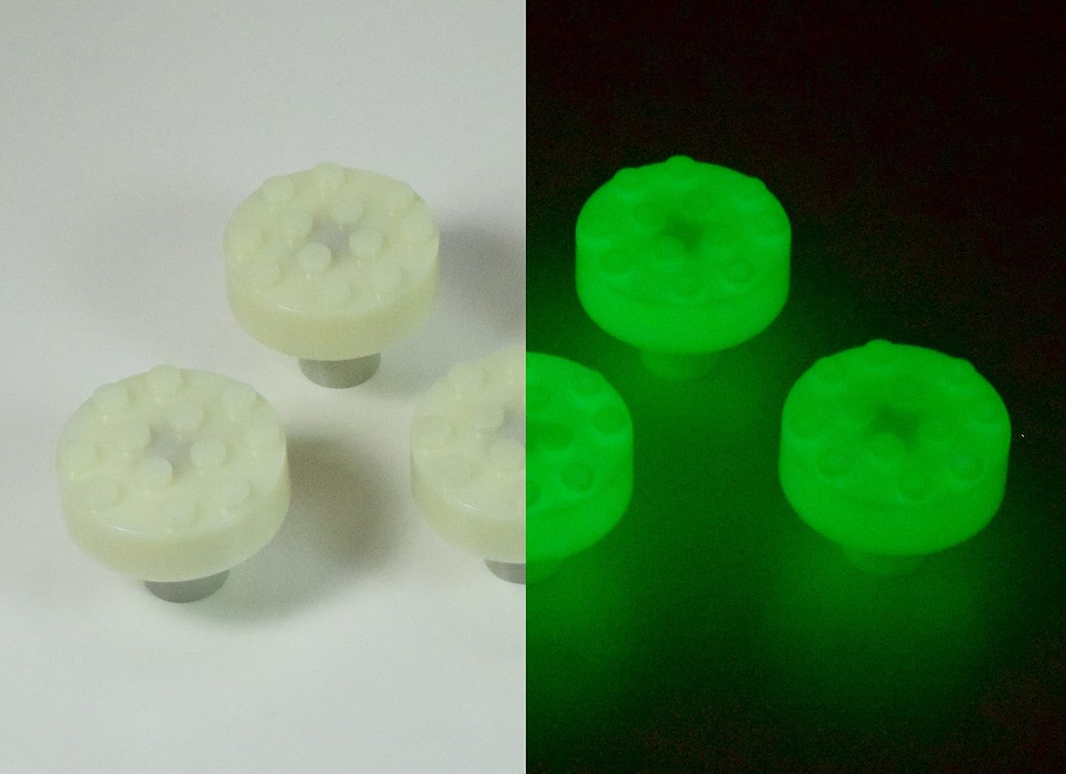 Set of 5 Build-On Brick Knobs (Glow-in-The-Dark)