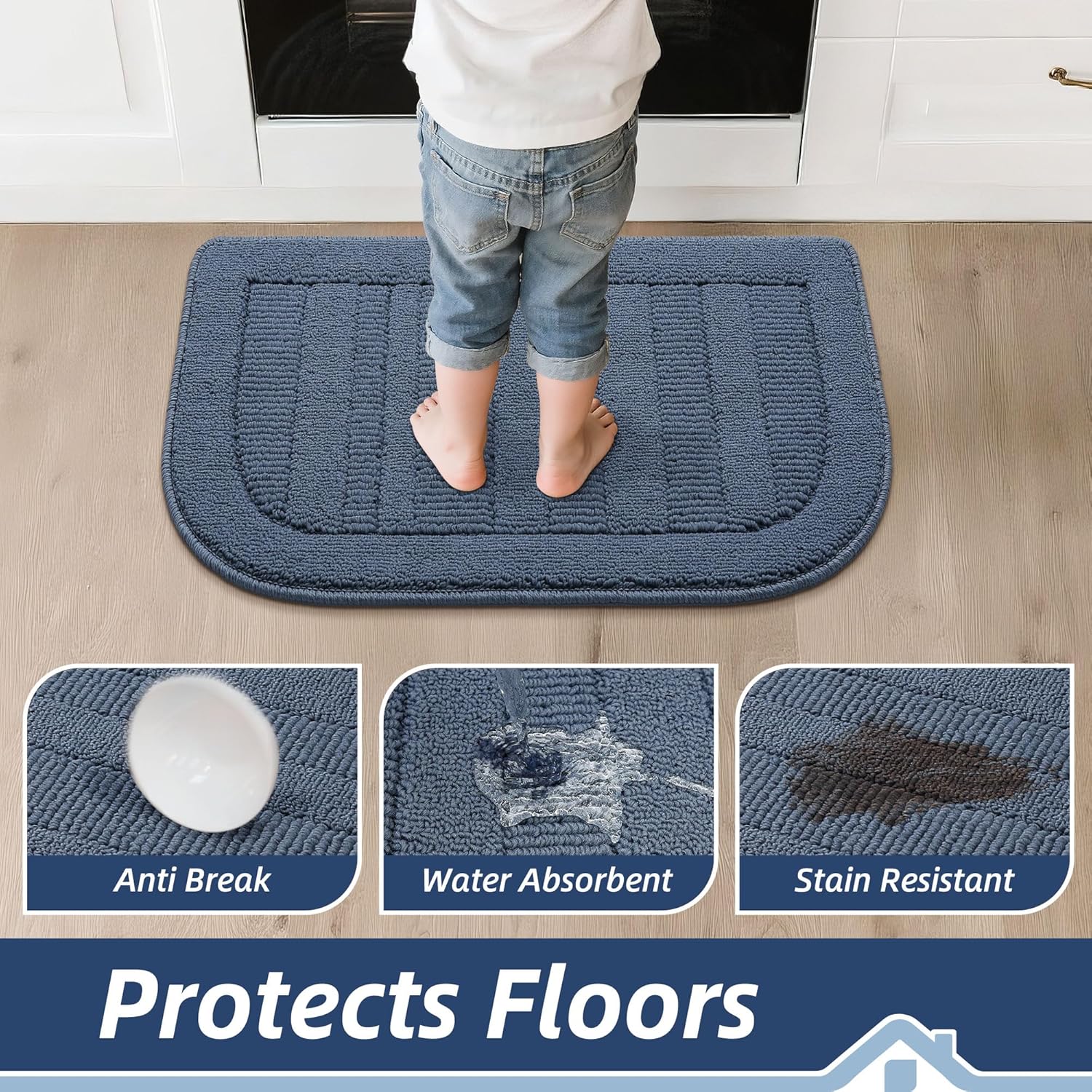 BEQHAUSE 30x18 Inch Kitchen Rugs Non Slip Washable Kitchen Sink Rug, Green