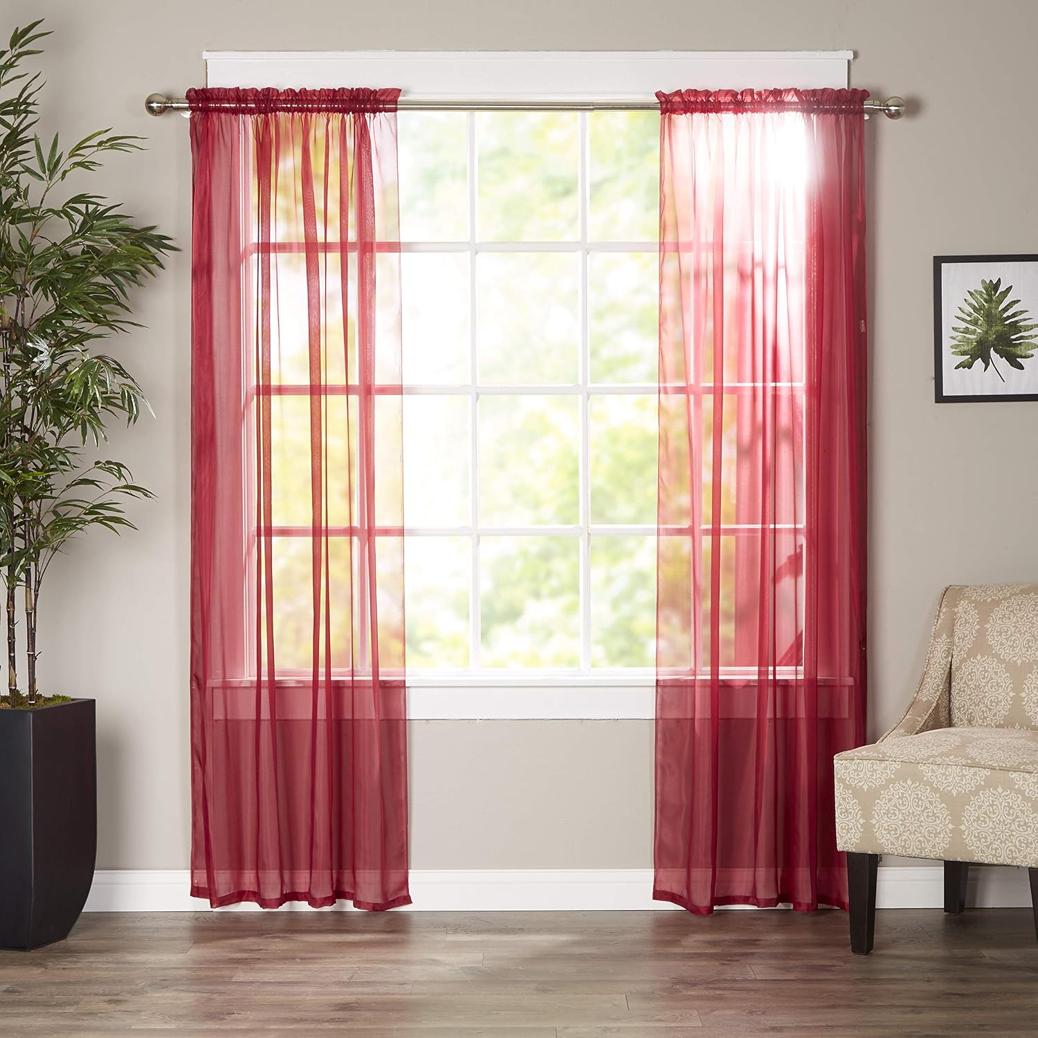 Elegant Comfort Luxury Sheer Curtains, Window Treatment Curtain Panels with Rod Pocket for Kitchen, Bedroom and Living Room (55 x 216-inches Long)