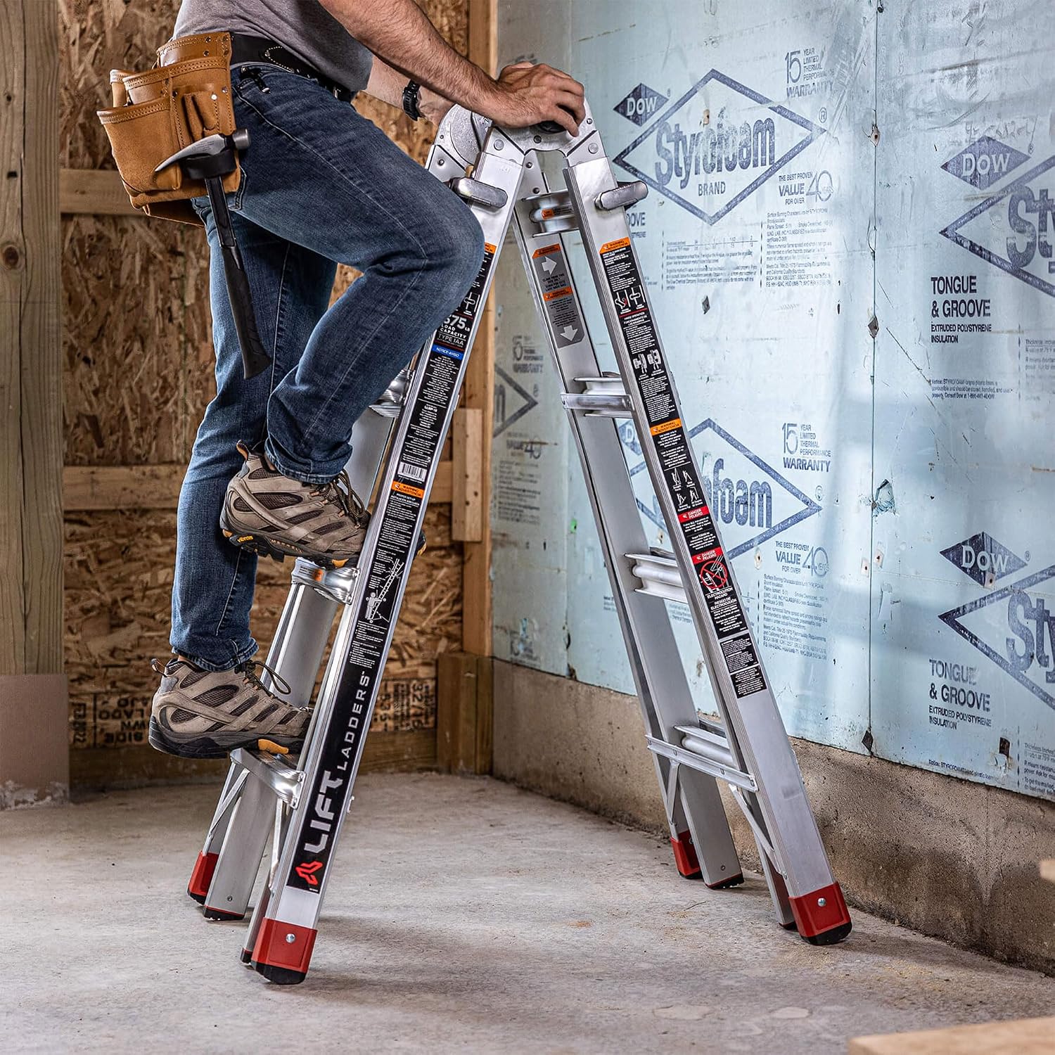 Lift Ladders 18-Ft Multi-Position Aluminum Ladder, 5-in-1, 300 lb. Capacity