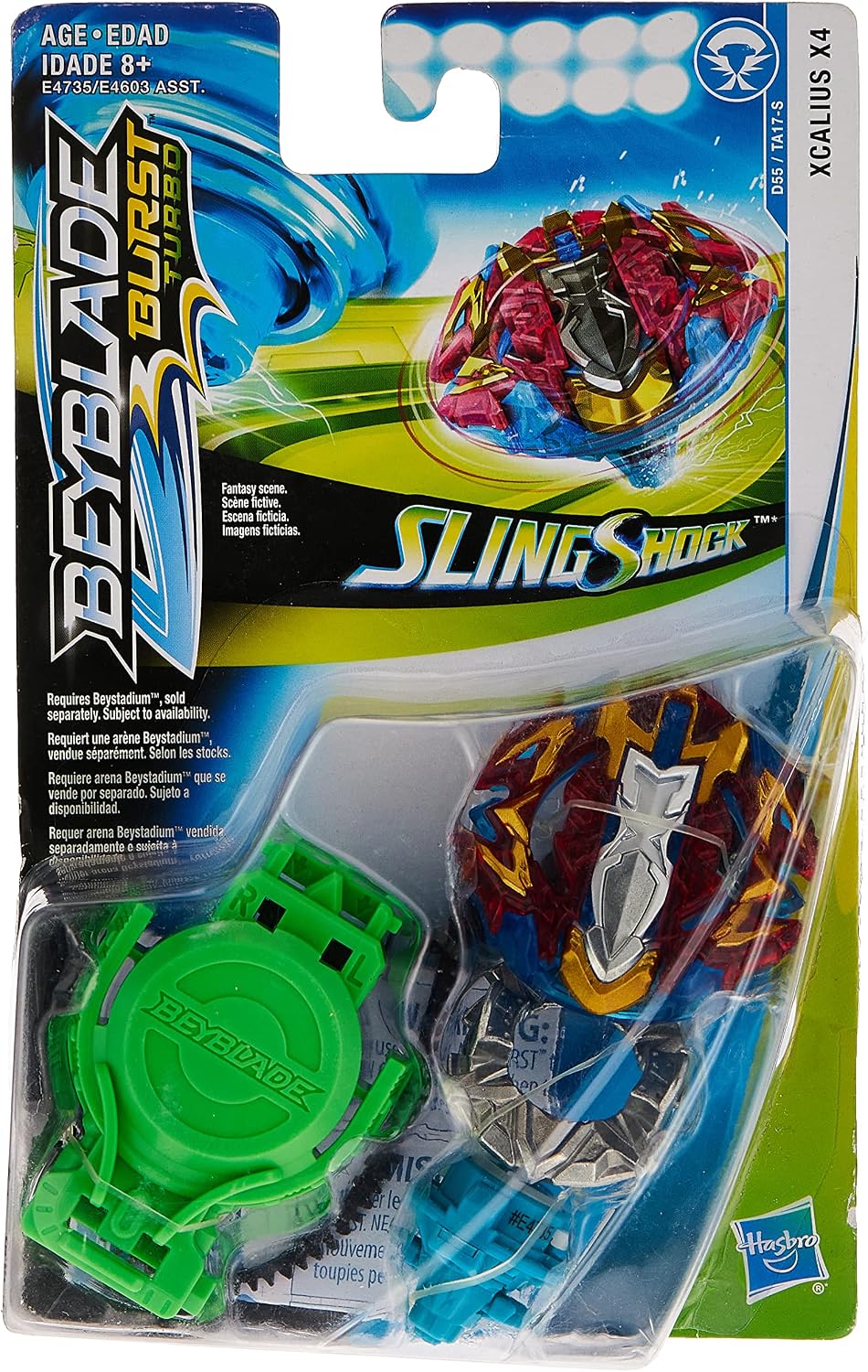 Beyblade Burst Turbo Slingshock Xcalius X4 Starter Pack - Battling Top and Right/Left-Spin Launcher, Age 8+