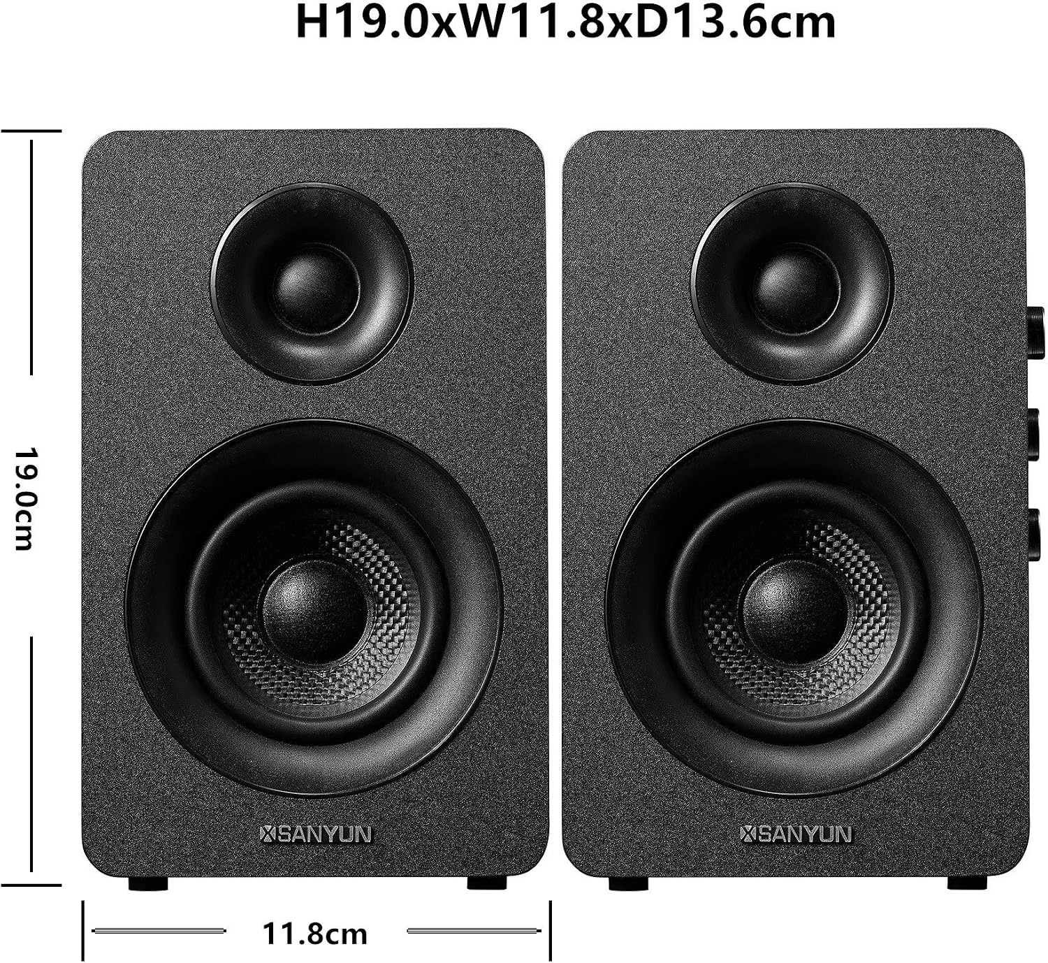Sanyun SW208 3" Active Bluetooth 5.0 Bookshelf Speakers, Built-in 24bit DAC