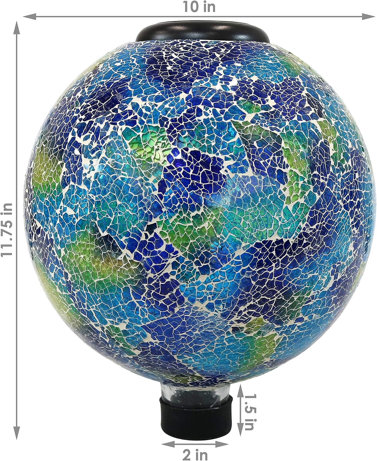 Sunnydaze Solar Gazing Ball for Garden, Mosaic Cool Blooms