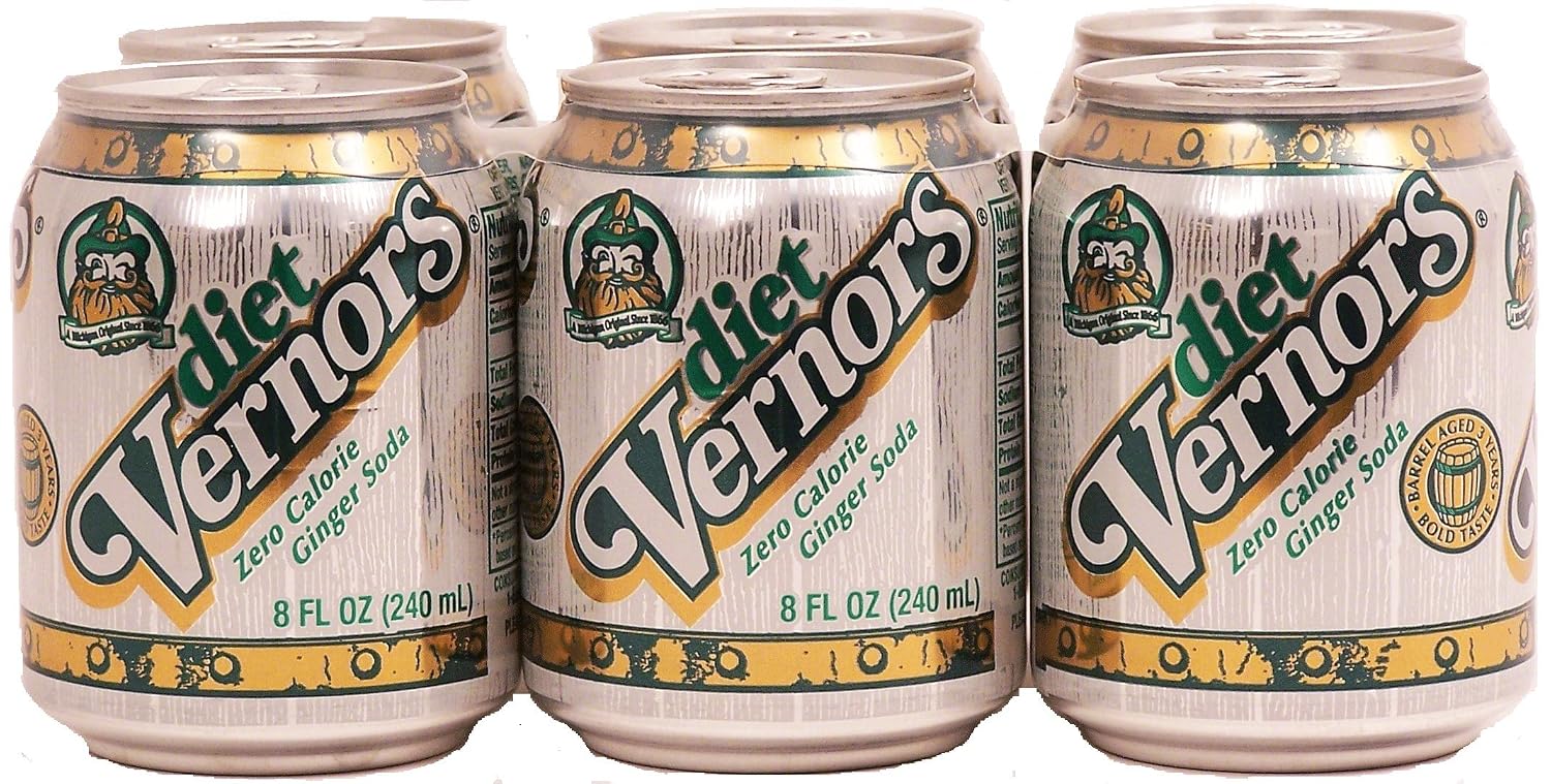 diet Vernors Ginger Soda (ale), zero calorie original