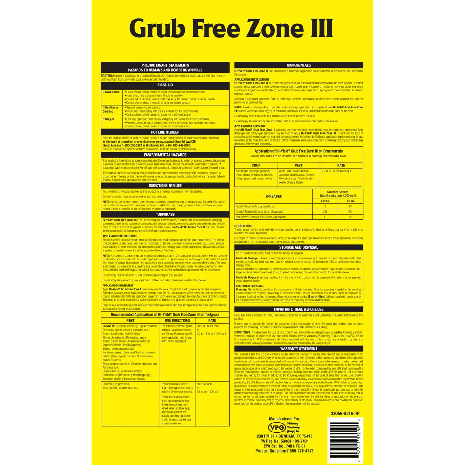 Hi-Yield (33056) Grub Free Zone III (30 lbs.)