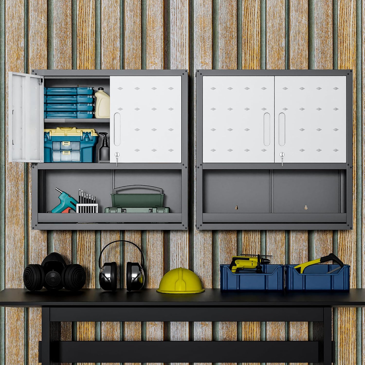 Garage Cabinets,Metal Garage Storage Cabinet with Wheels,Black Lockable Rolling Tool Cabinet with Drawer and Adjustable Shelves,Heavy Duty Tool Chest for Home Office Utility Room