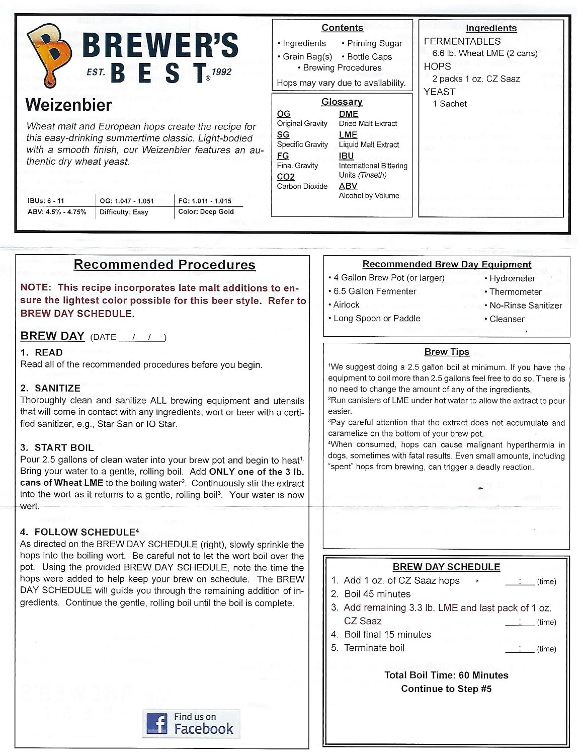 Brewer's Best Weizenbier Beer Ingredient Kit