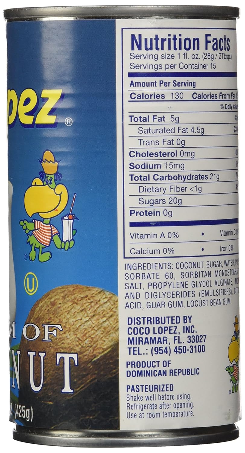 Coco Lopez - Real Cream of Coconut - 15 Ounce Can - Original Fresh Authentic Coconut Cream (6 Pack)