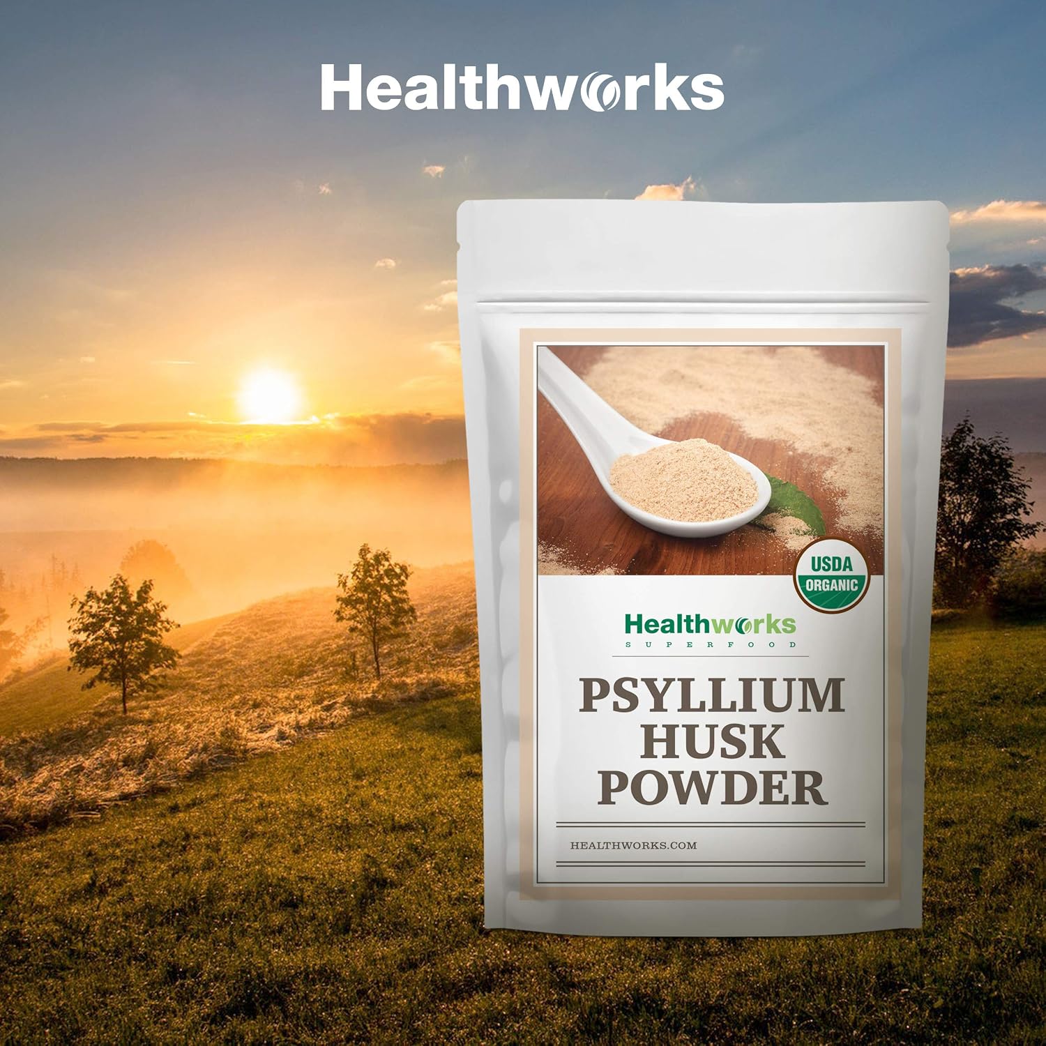 Healthworks Superfoods Organic Psyllium Husk Powder 2 lb Keto Soluble Fiber | Organic, Powder, 1 lb, Soluble Fiber, Digestive Support, Keto, Non-GMO, Vegan, For Gut Health, Prebiotic, Gluten-Free, Paleo