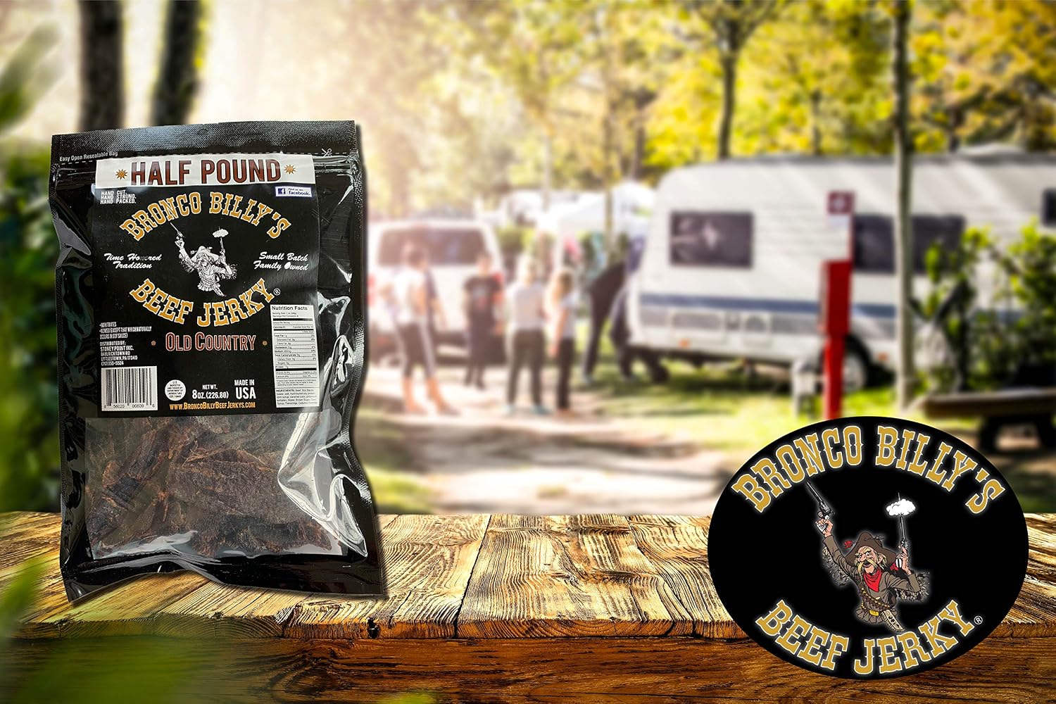 Bronco Billy's Beef Jerky Hickory Smoked Old Country Half Pound Resealable Bag