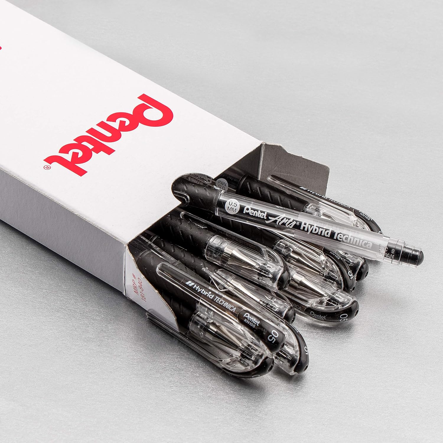 Pentel Arts Hybrid Technica Pen, (0.3mm), Ultra Fine Point, Black Ink, Box of 12 (KN103-A)