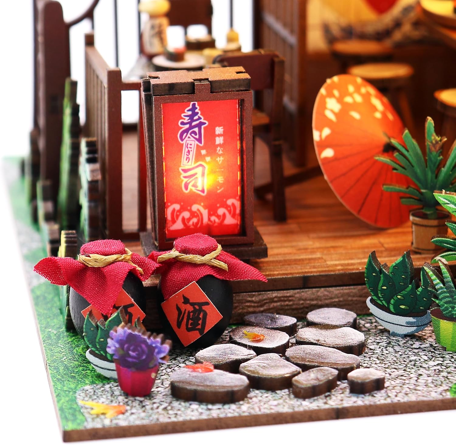 MAGQOO Wooden Dollhouse Miniature with Furniture DIY Dollhouse Kit DIY House Kit Tiny House Kit with Voice Control and Music Movement 1:18 Scale Creative Room Idea(Time Travel)