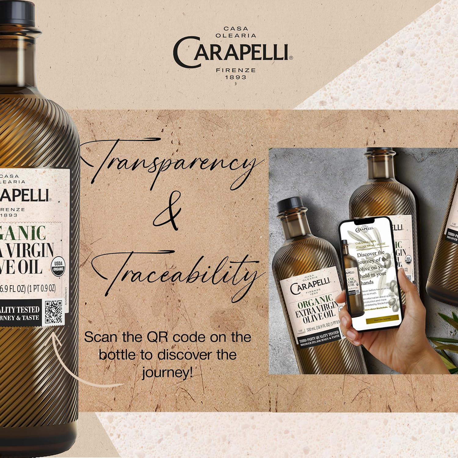 Carapelli Organic Extra Virgin Olive Oil, Cold Extracted, 16.9 fl oz