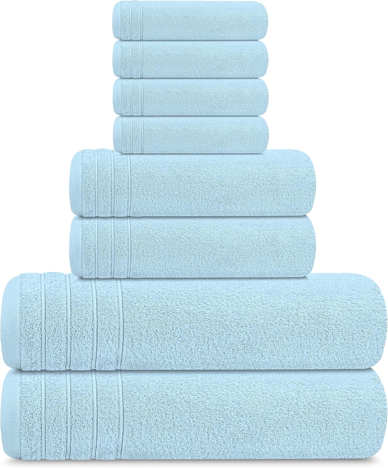 Tens Towels 8 Piece Towel Set, 2 XL Bath, 2 Hand, 4 Washcloth, Dark Grey