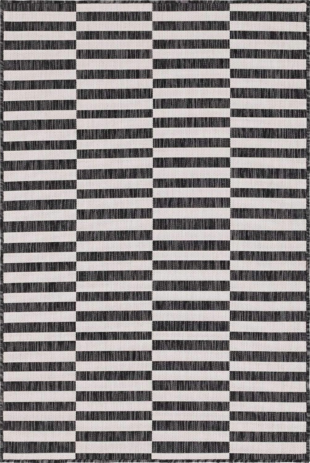 Unique Loom Outdoor Striped Collection Area Rug - Striped (7' 1" x 10' Rectangle, Taupe/Ivory)