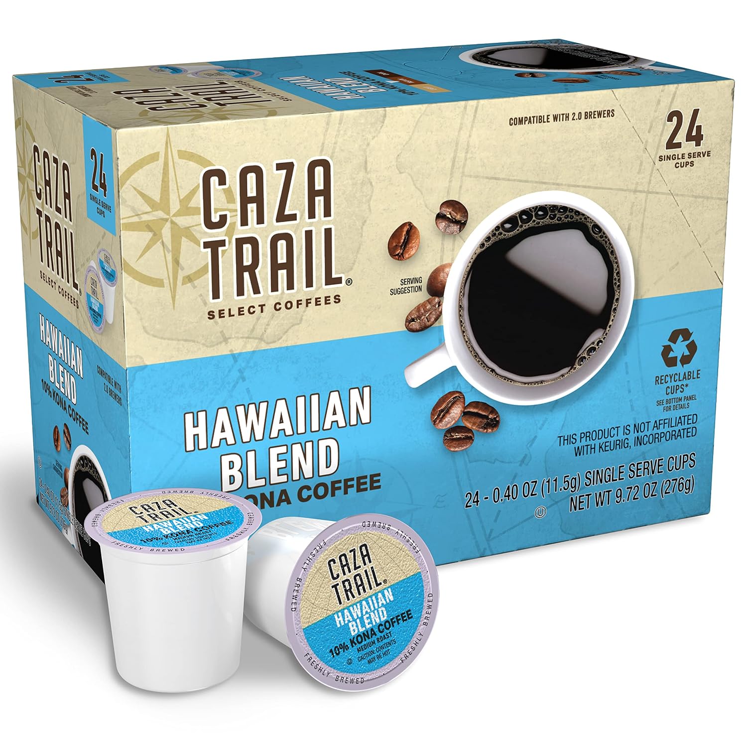 Caza Trail Coffee, Kona Blend, 100 Single Serve Cups