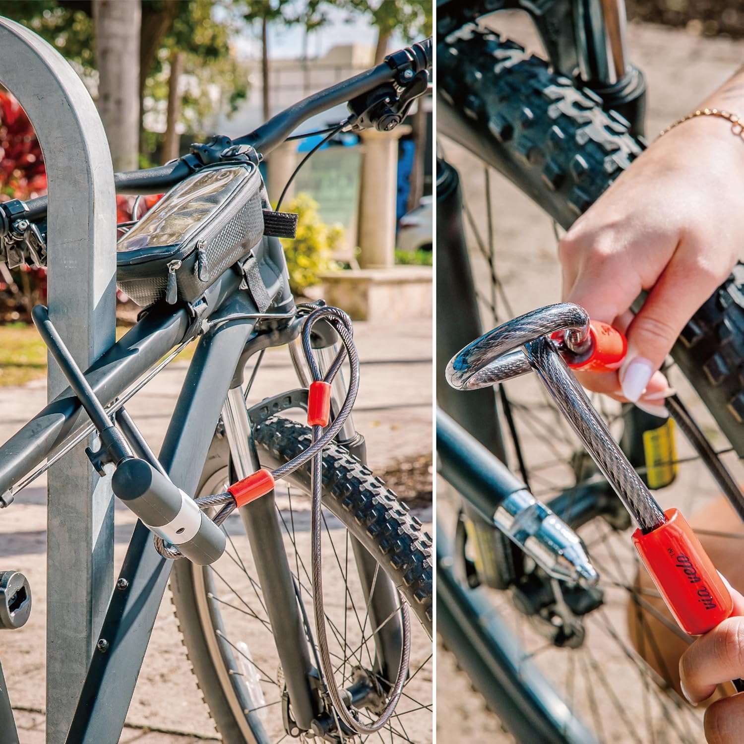 Bike U Lock with Cable - Via Velo Heavy Duty Bicycle U-Lock,14mm Shackle and 10mm x1.8m Cable with Mounting Bracket for Road, Mountain, Electric & Folding Bike