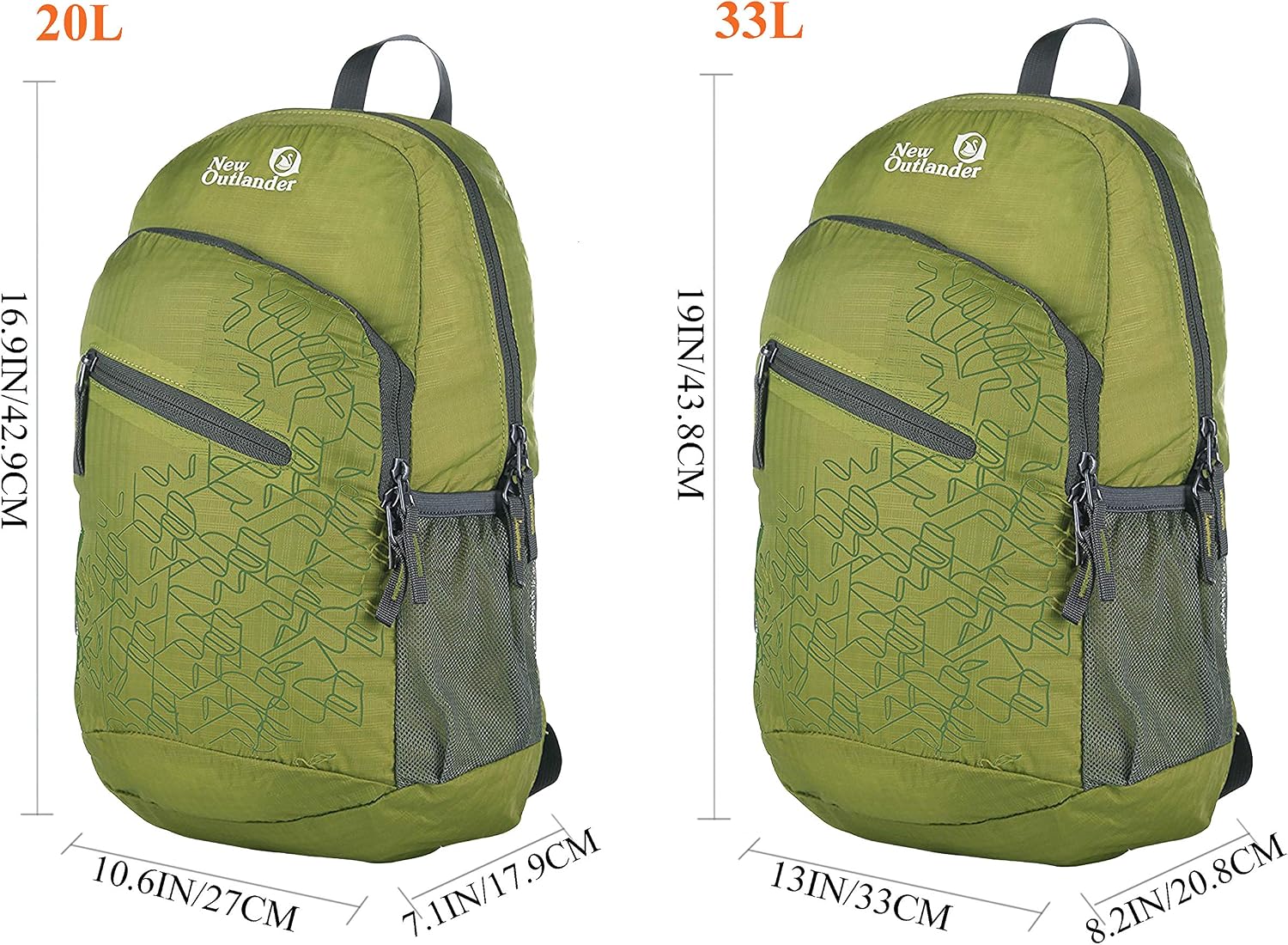 Packable Handy Lightweight Travel Hiking Backpack Daypack-Orange