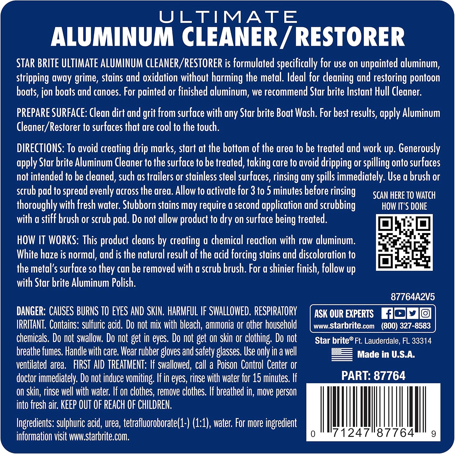 STAR BRITE Ultimate Aluminum Cleaner & Restorer - Aluminum Boat Cleaner - Perfect for Pontoon Boats, Jon Boats & Canoes (NO SPRAYER) - 64 OZ (087762)