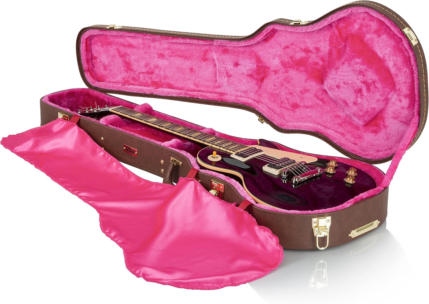 Gator Cases Deluxe Wood Case for SG Electric Guitars; Brown Exterior (GW-SG-BROWN)