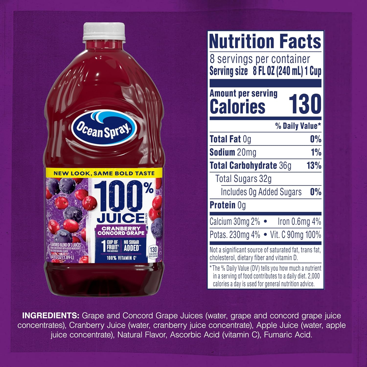 Ocean Spray 100% Juice, Ruby Red Grapefruit, 60 Ounce Bottle (Packaging May Vary)
