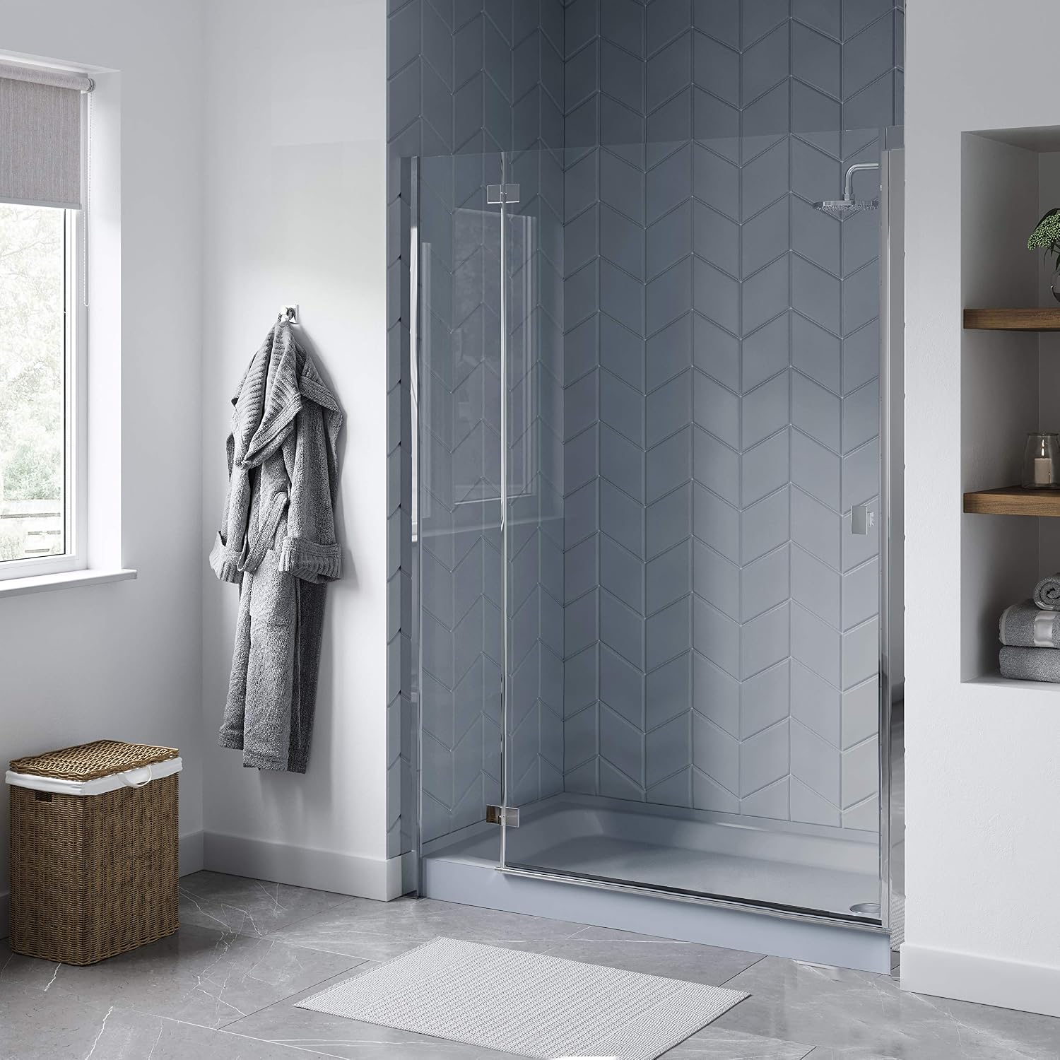 Voltaire 60" x 32" Single-Threshold, Right-Hand Drain, Shower Base in Gray