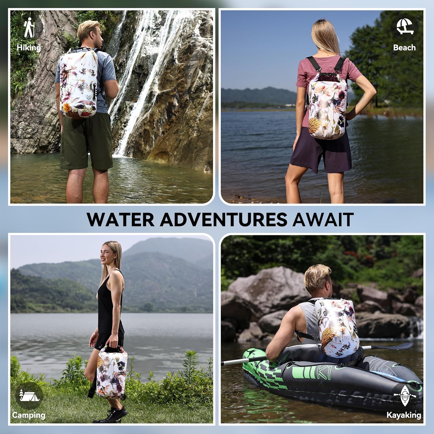 MARCHWAY Floating Waterproof Dry Bag Backpack 5L/10L/20L/30L/40L, Roll Top Sack Keeps Gear Dry for Kayaking, Rafting, Boating, Swimming, Camping, Hiking, Beach, Fishing